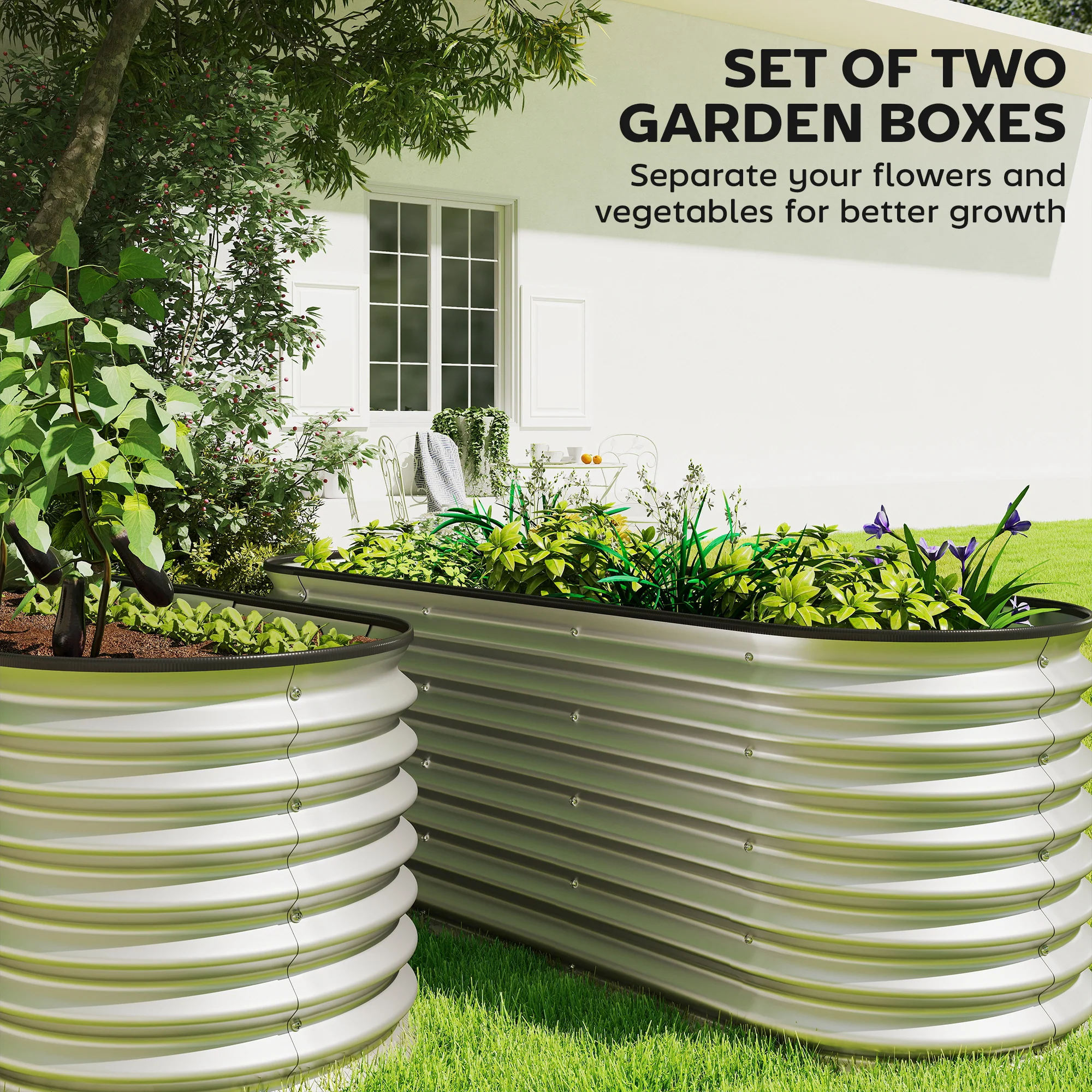 2pcs 6 x 2 x 2 ft Galvanized Raised Garden Beds, Silver - Image 6