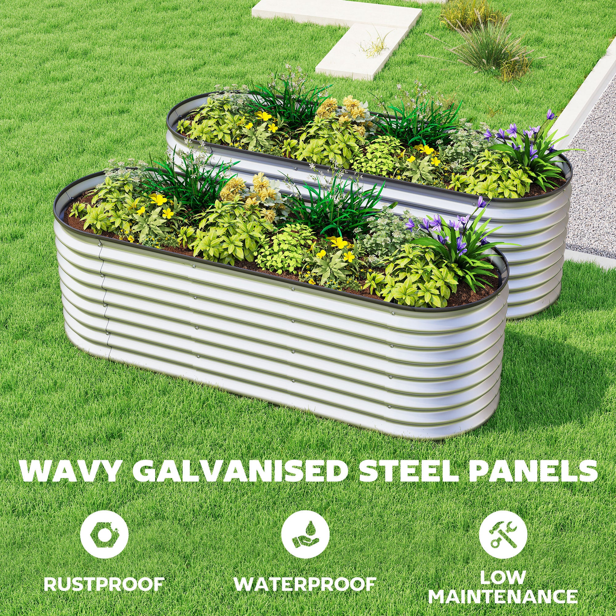 2pcs 6 x 2 x 2 ft Galvanized Raised Garden Beds, Silver - Image 7
