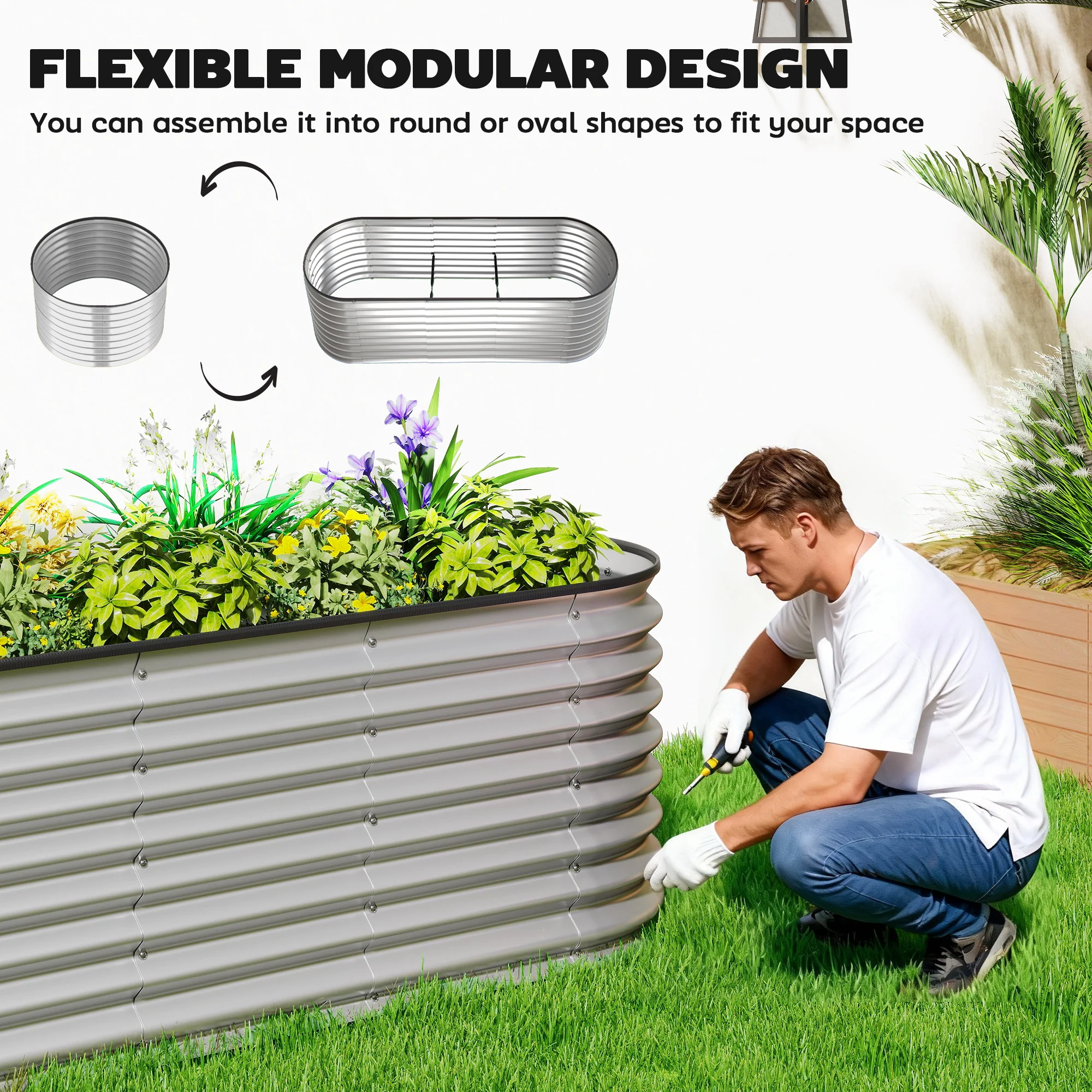 2pcs 6 x 2 x 2 ft Galvanized Raised Garden Beds, Silver - Image 8