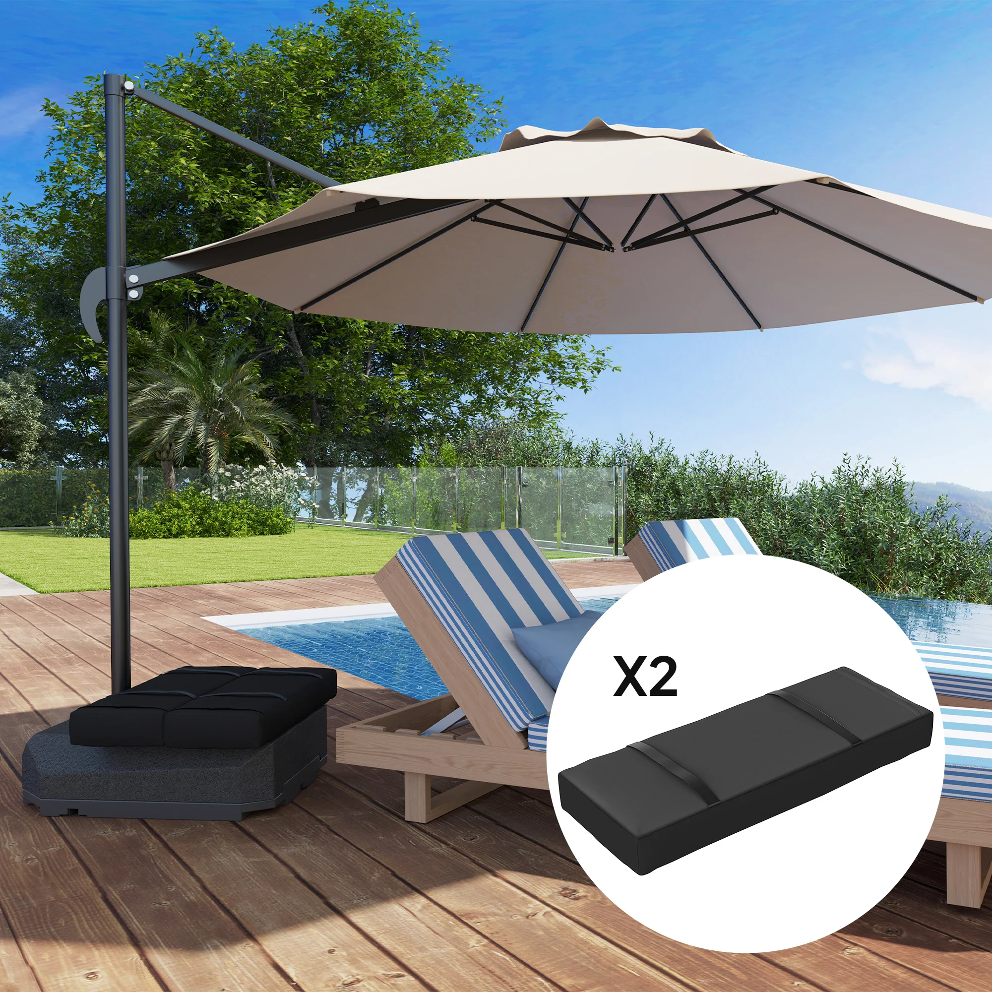 2-Pack Umbrella Weight Bags,Holds 33lbs Sand Each, Black - Image 11