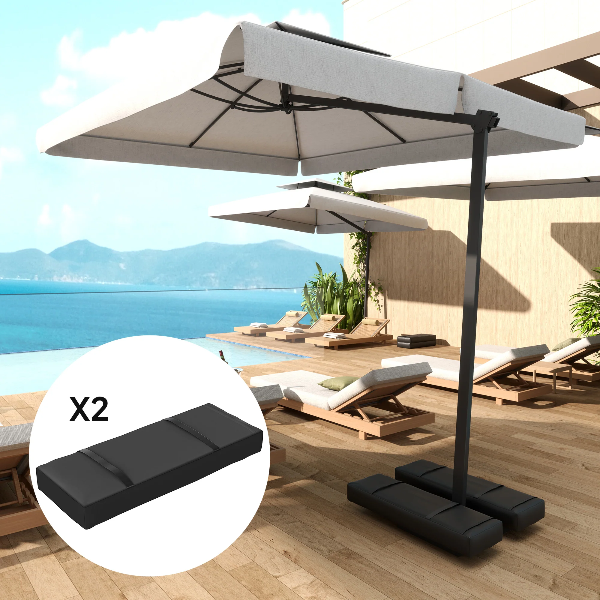 2-Pack Umbrella Weight Bags,Holds 55lbs Sand Each, Black - Image 10