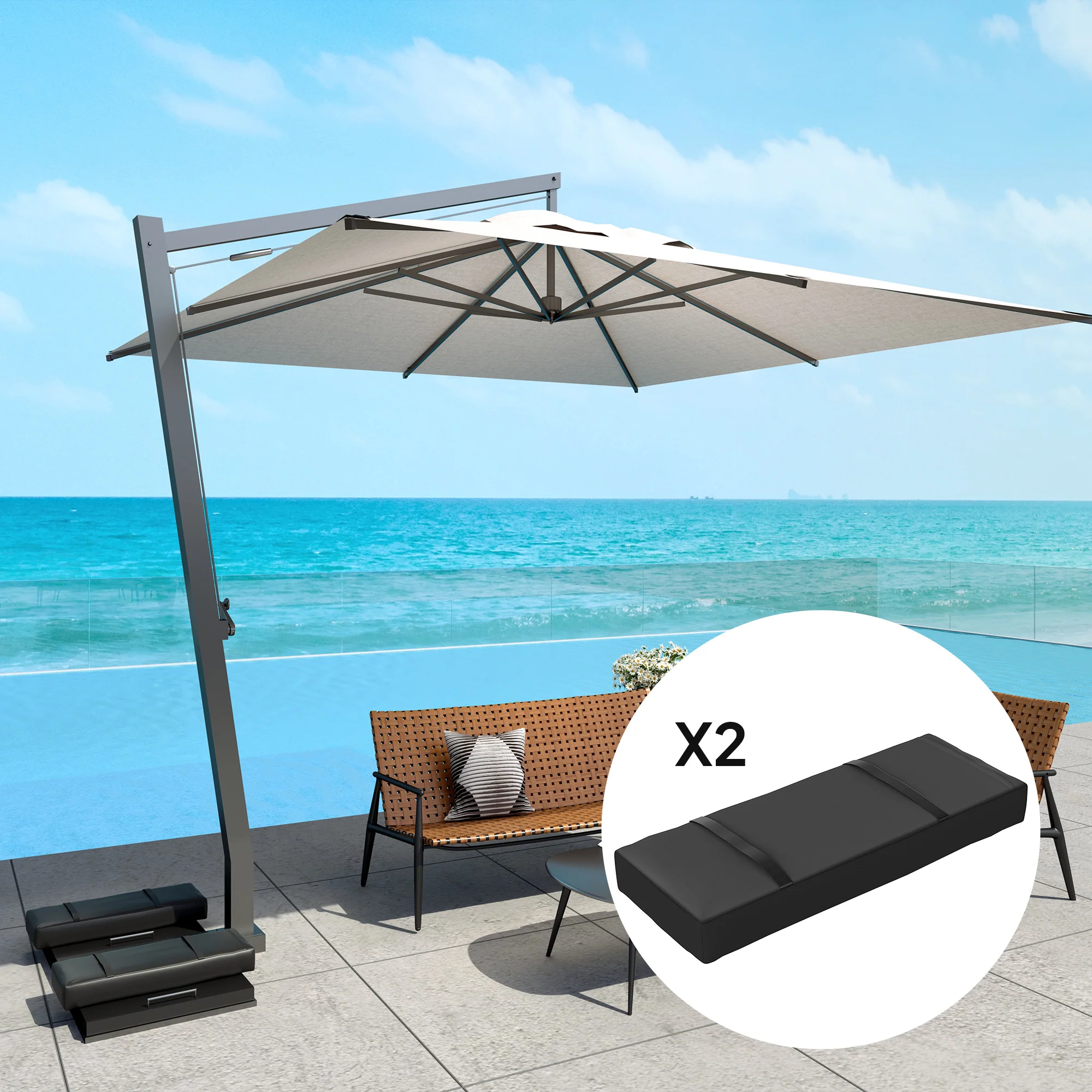 2-Pack Umbrella Weight Bags,Holds 55lbs Sand Each, Black - Image 4