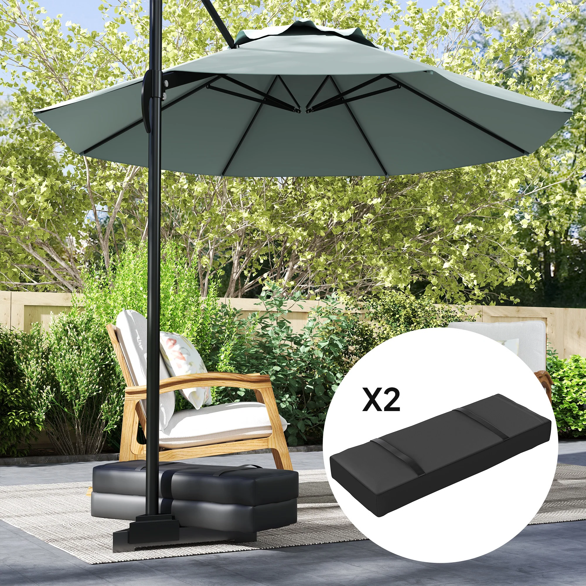 2-Pack Umbrella Weight Bags,Holds 55lbs Sand Each, Black - Image 9