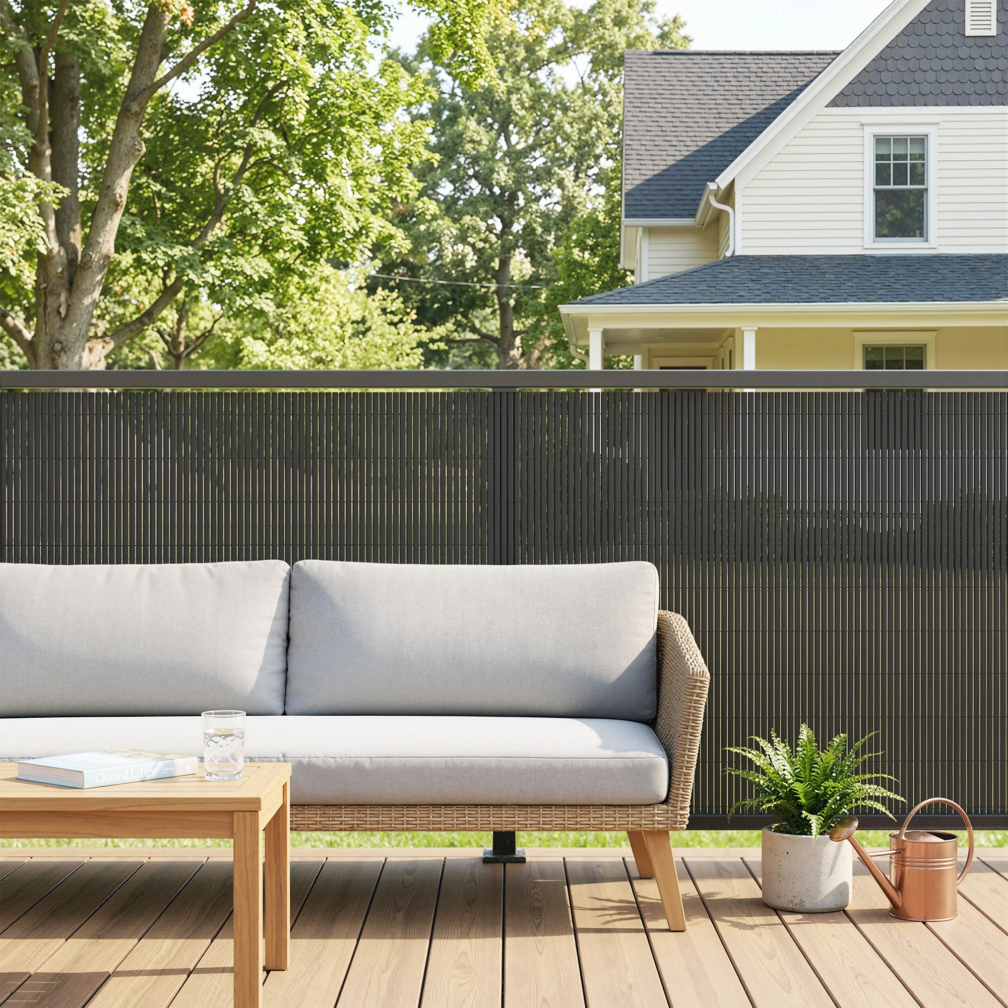 2pcs Plastic Privacy Screening Fence, 1 m x 3 m, Dark Grey - Image 3