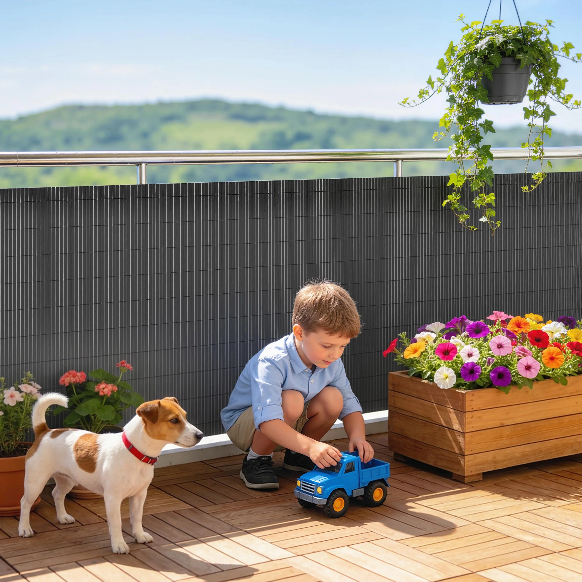 2pcs Plastic Privacy Screening Fence, 1 m x 3 m, Dark Grey - Image 4