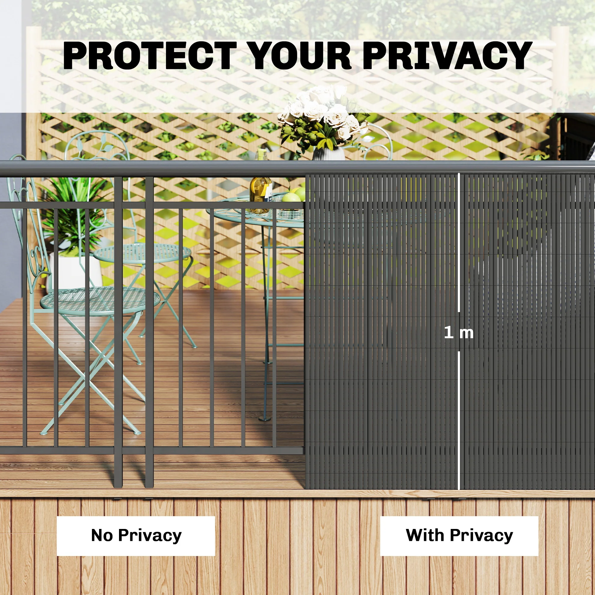 2pcs Plastic Privacy Screening Fence, 1 m x 3 m, Dark Grey - Image 7