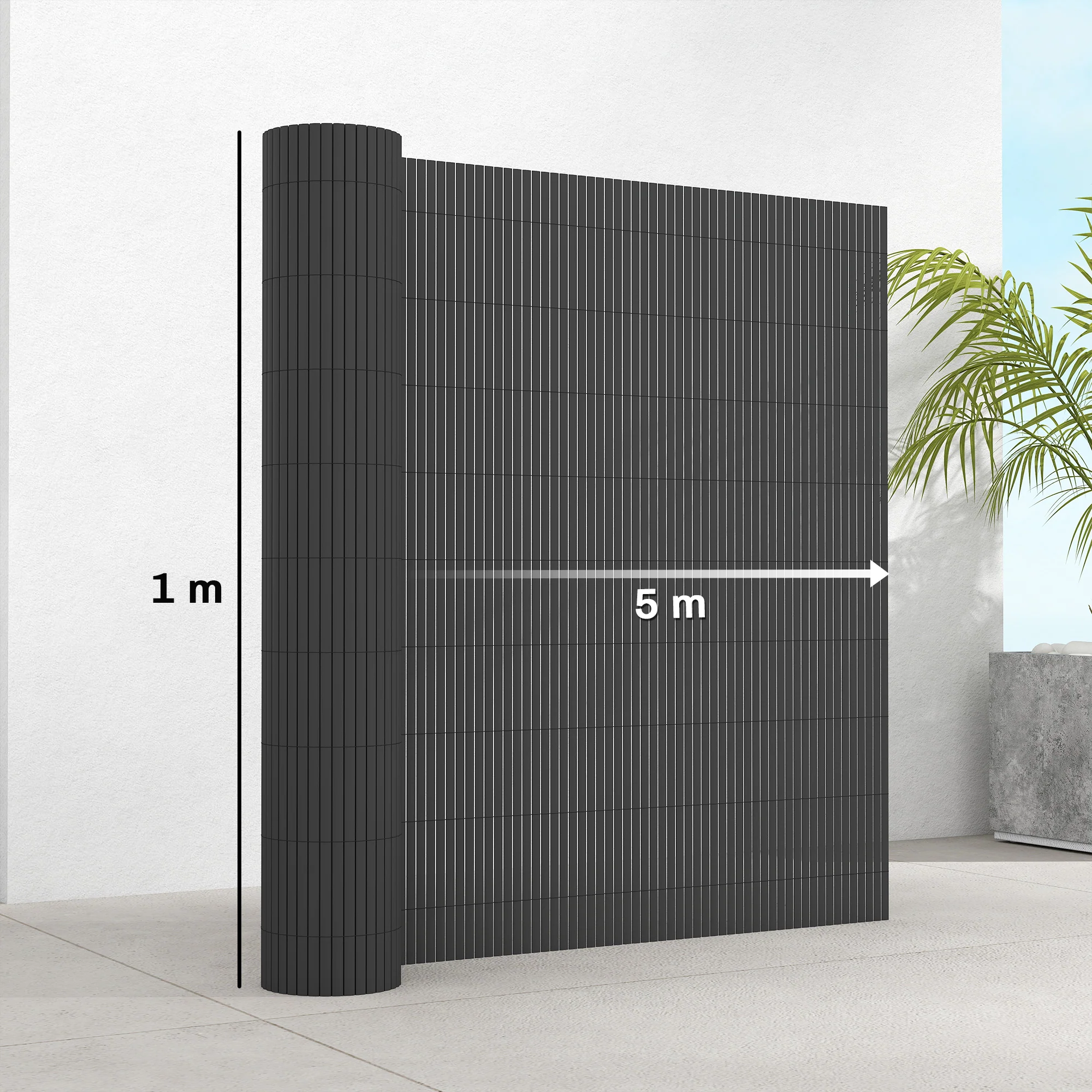 2pcs Plastic Privacy Screening Fence, 1 m x 5 m, Dark Grey - Image 5