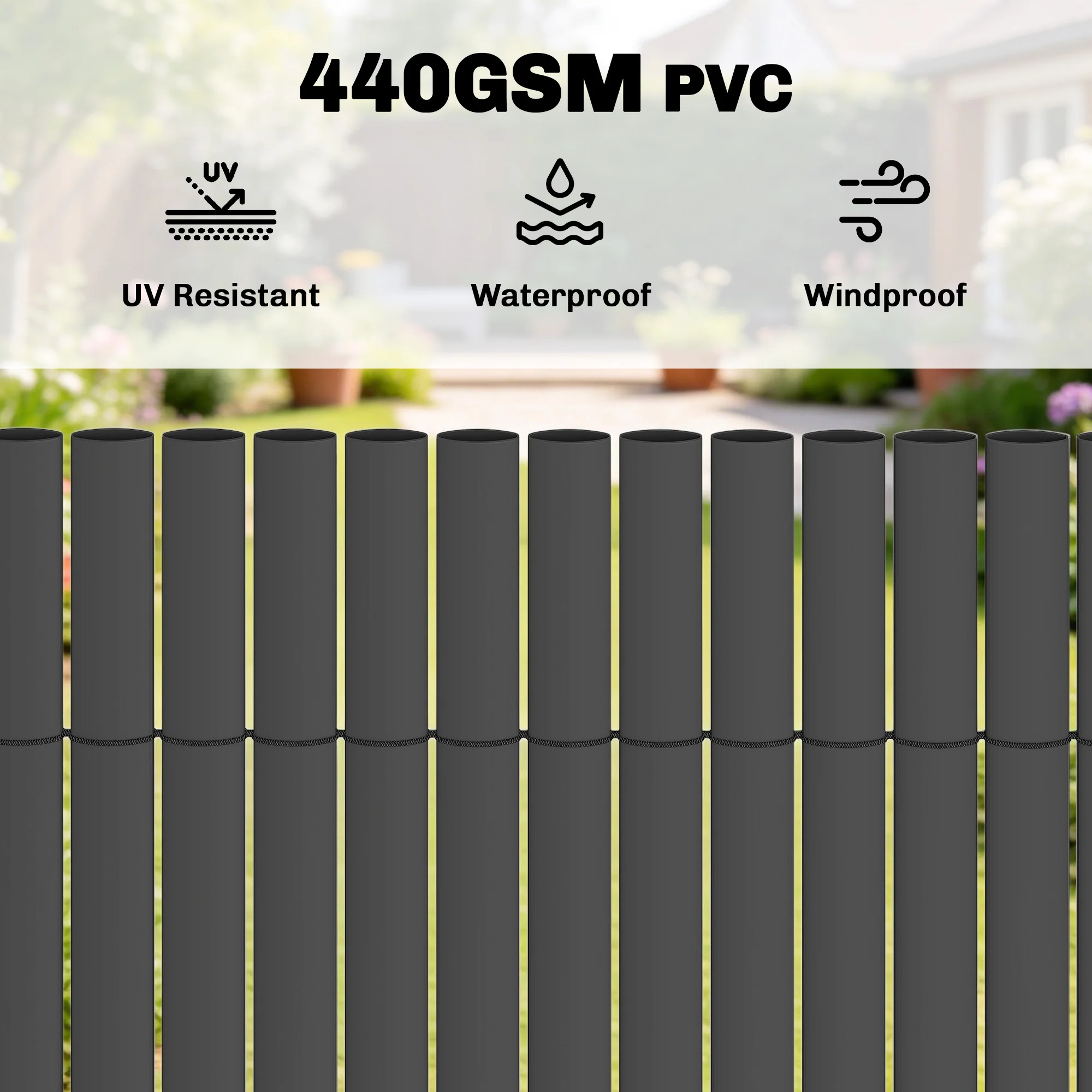 2pcs Plastic Privacy Screening Fence, 1 m x 5 m, Dark Grey - Image 6