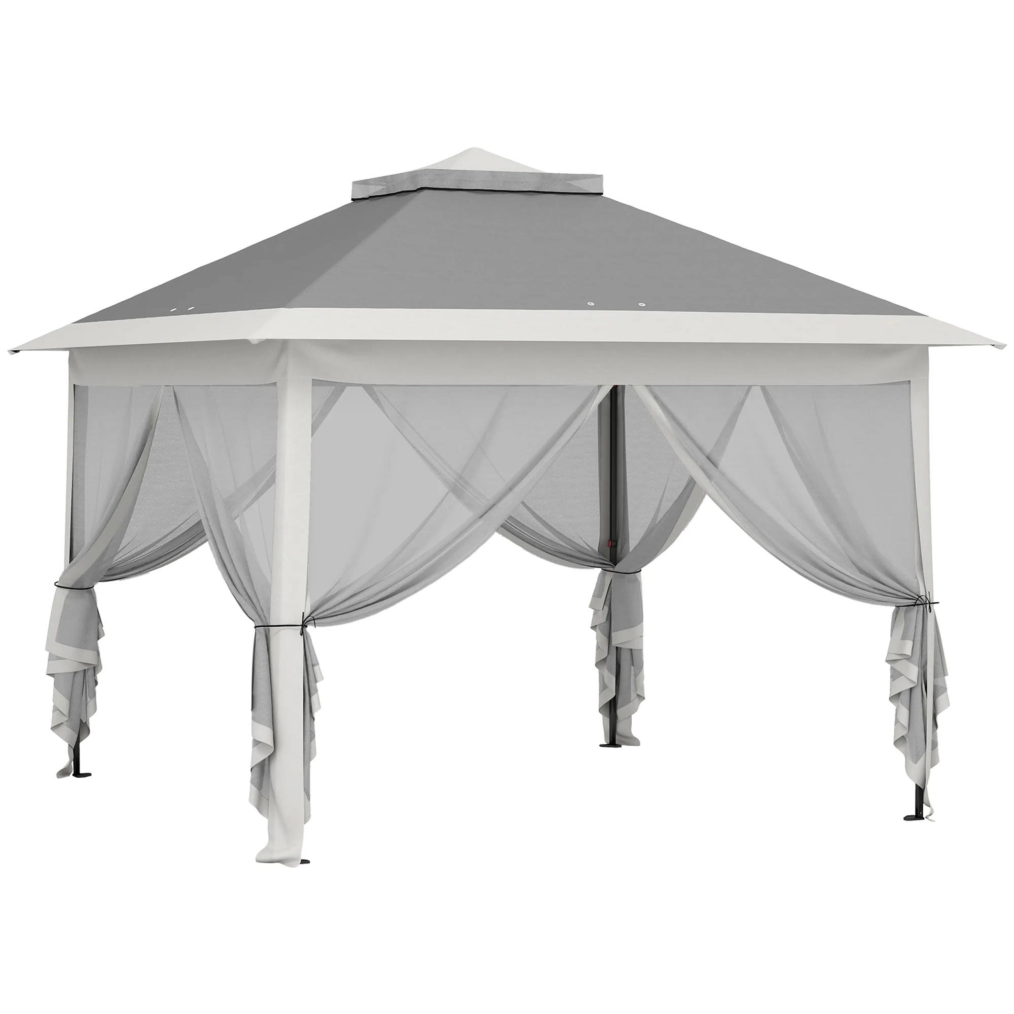 3.3 x 3.3m Pop Up Gazebo with Double Roof & Mesh Sidewalls, Dark Grey - Image 12