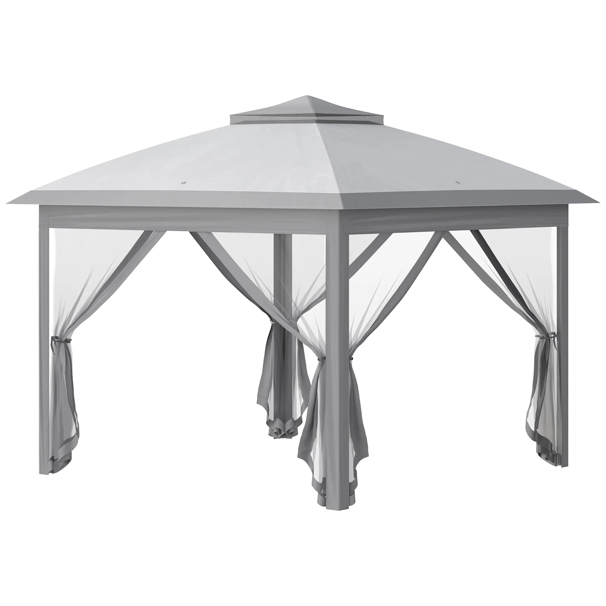 3.3 x 3.3m Pop Up Gazebo with Double Roof & Mesh Sidewalls, Grey - Image 12
