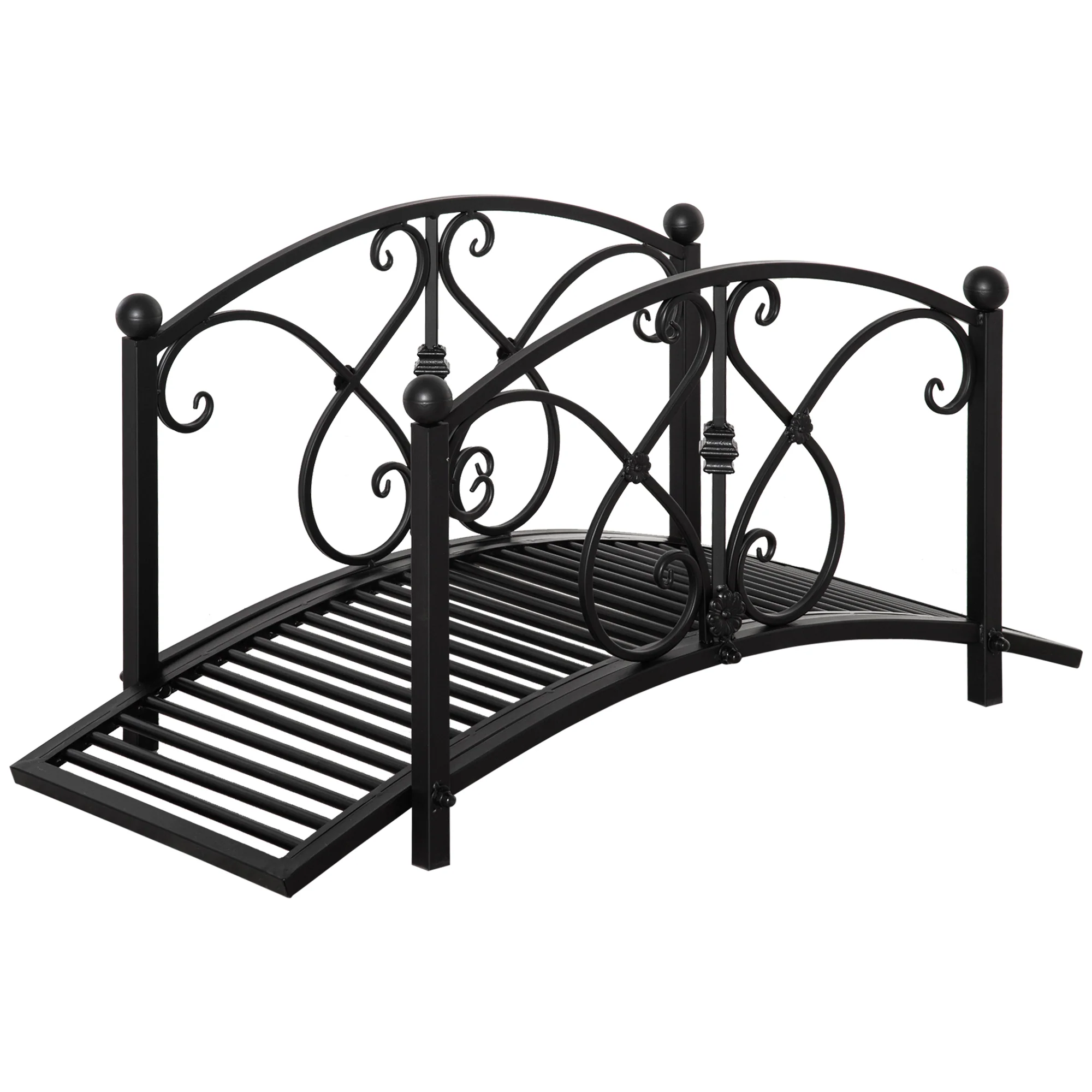 3.3FT Metal Zen Garden Bridge with Safety Siderails, Black - Image 12