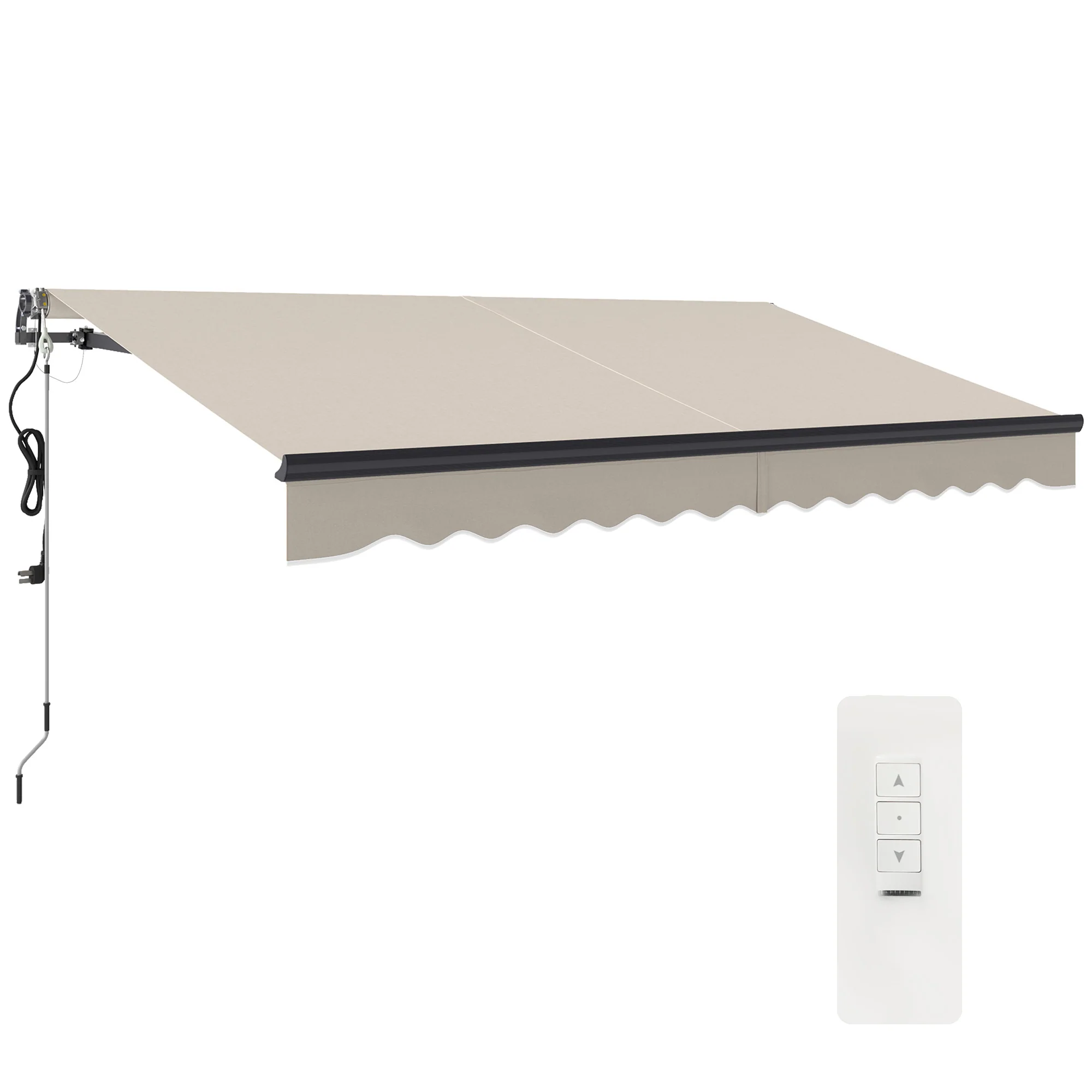3.5 x 3m Electric Awning with Remote Controller for  Garden Patio Door Window, Beige