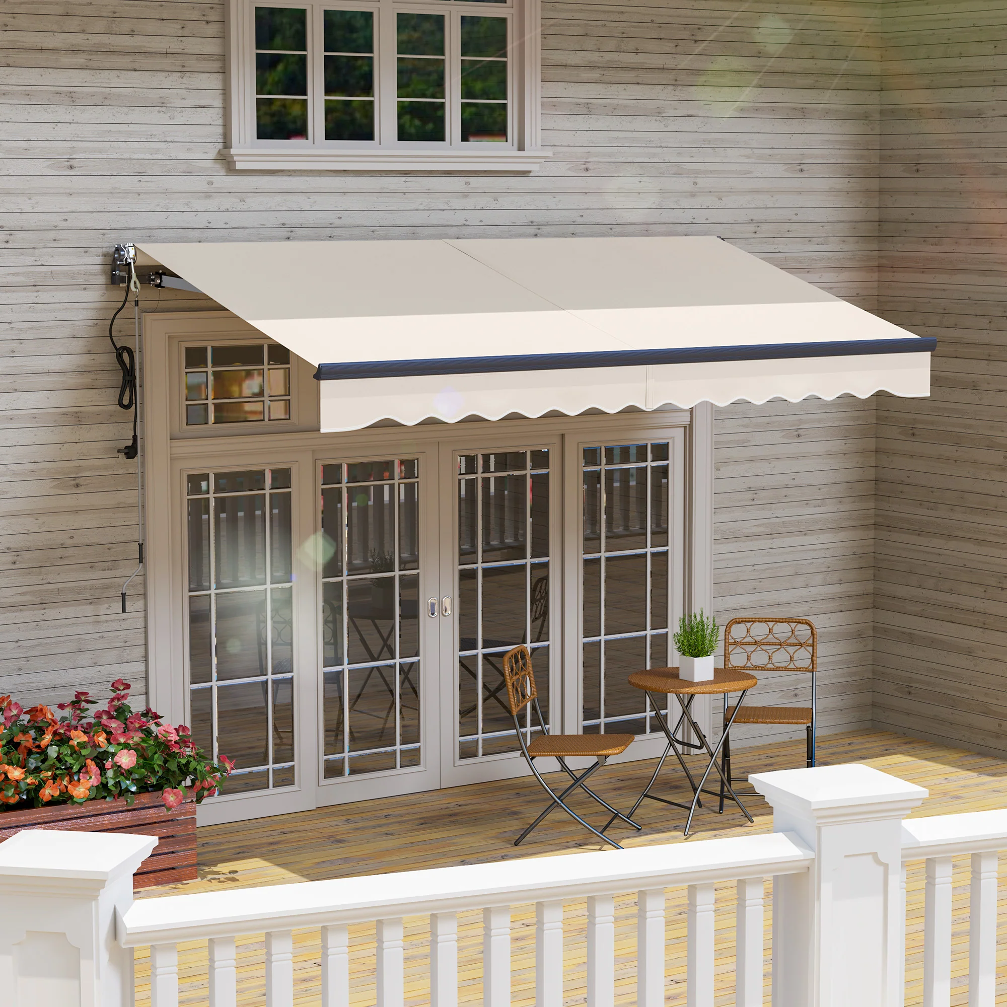 3.5 x 3m Electric Awning with Remote Controller for  Garden Patio Door Window, Beige - Image 10