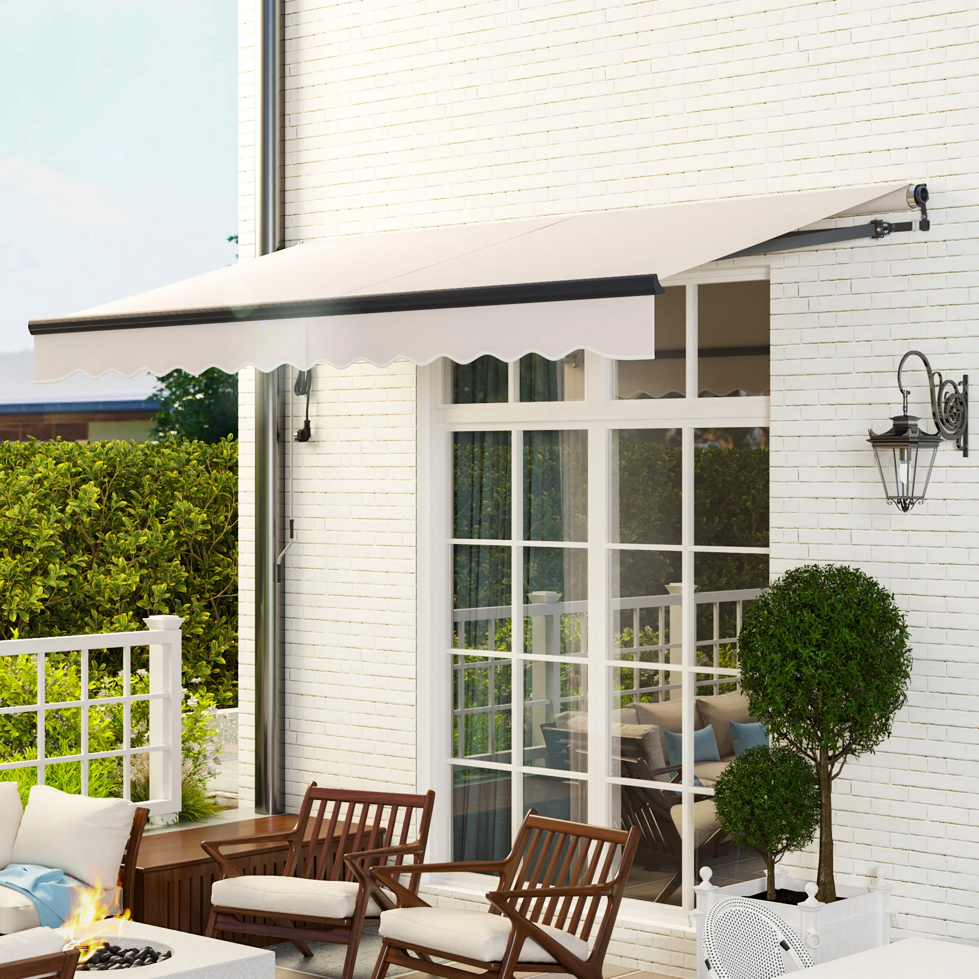 3.5 x 3m Electric Awning with Remote Controller for  Garden Patio Door Window, Beige - Image 11