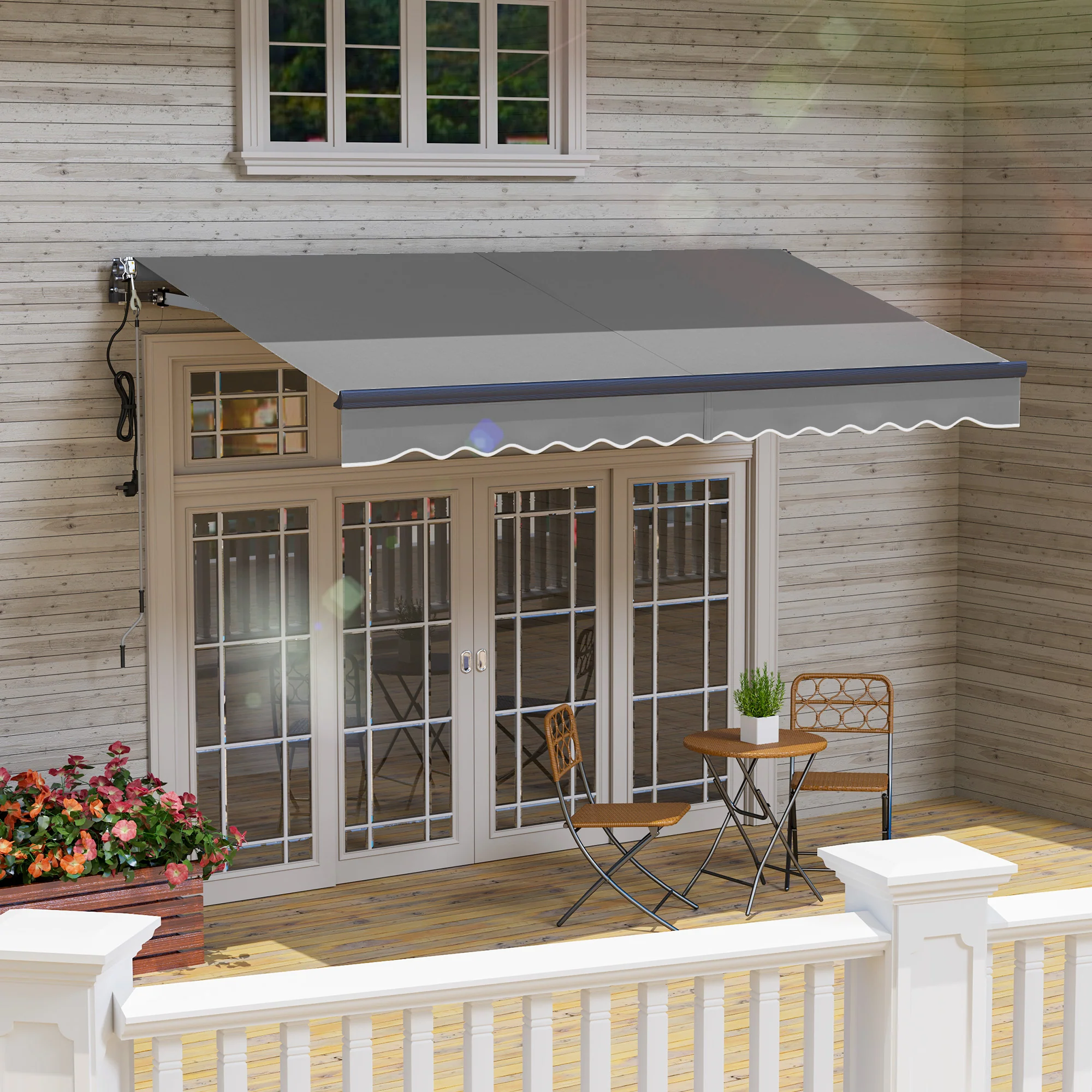 3.5 x 3m Electric Awning with Remote Controller for  Garden Patio Door Window, Dark Grey - Image 10