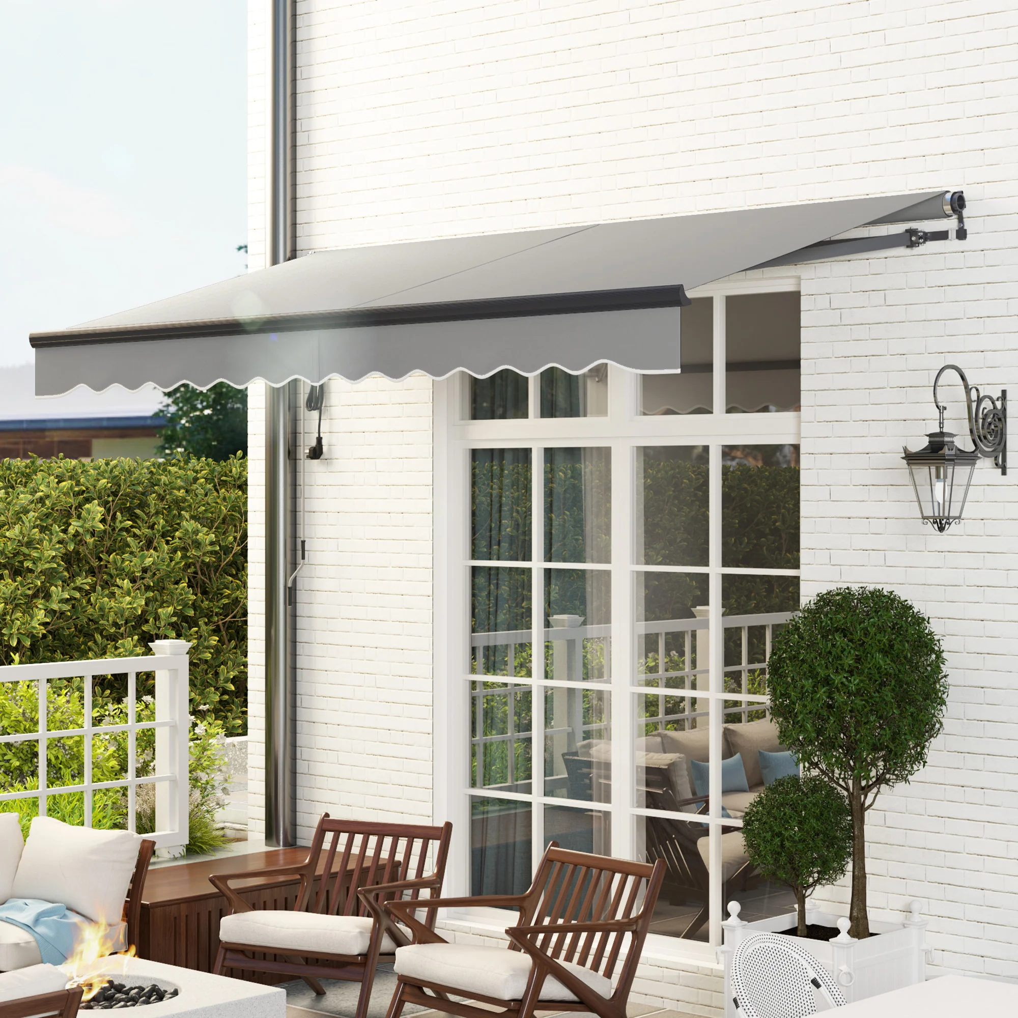 3.5 x 3m Electric Awning with Remote Controller for  Garden Patio Door Window, Dark Grey - Image 11