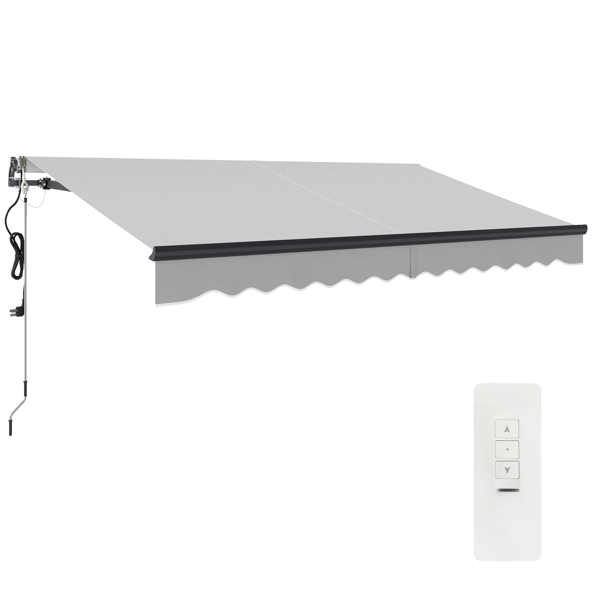 3.5 x 3m Electric Awning with Remote Controller for  Garden Patio Door Window, Light Grey