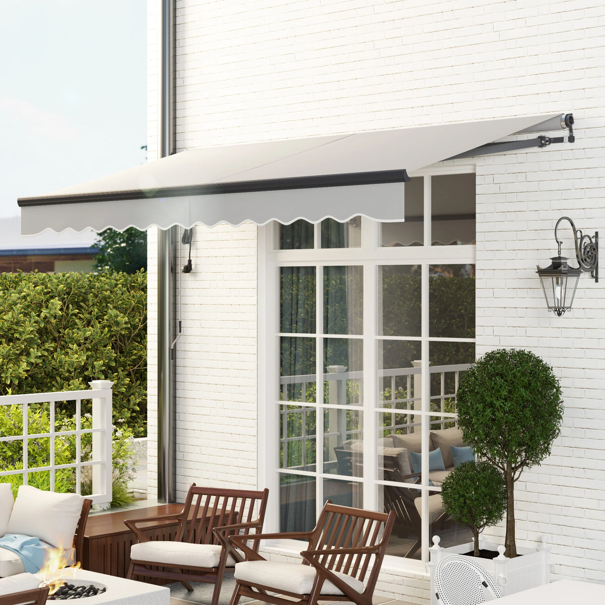 3.5 x 3m Electric Awning with Remote Controller for  Garden Patio Door Window, Light Grey - Image 11