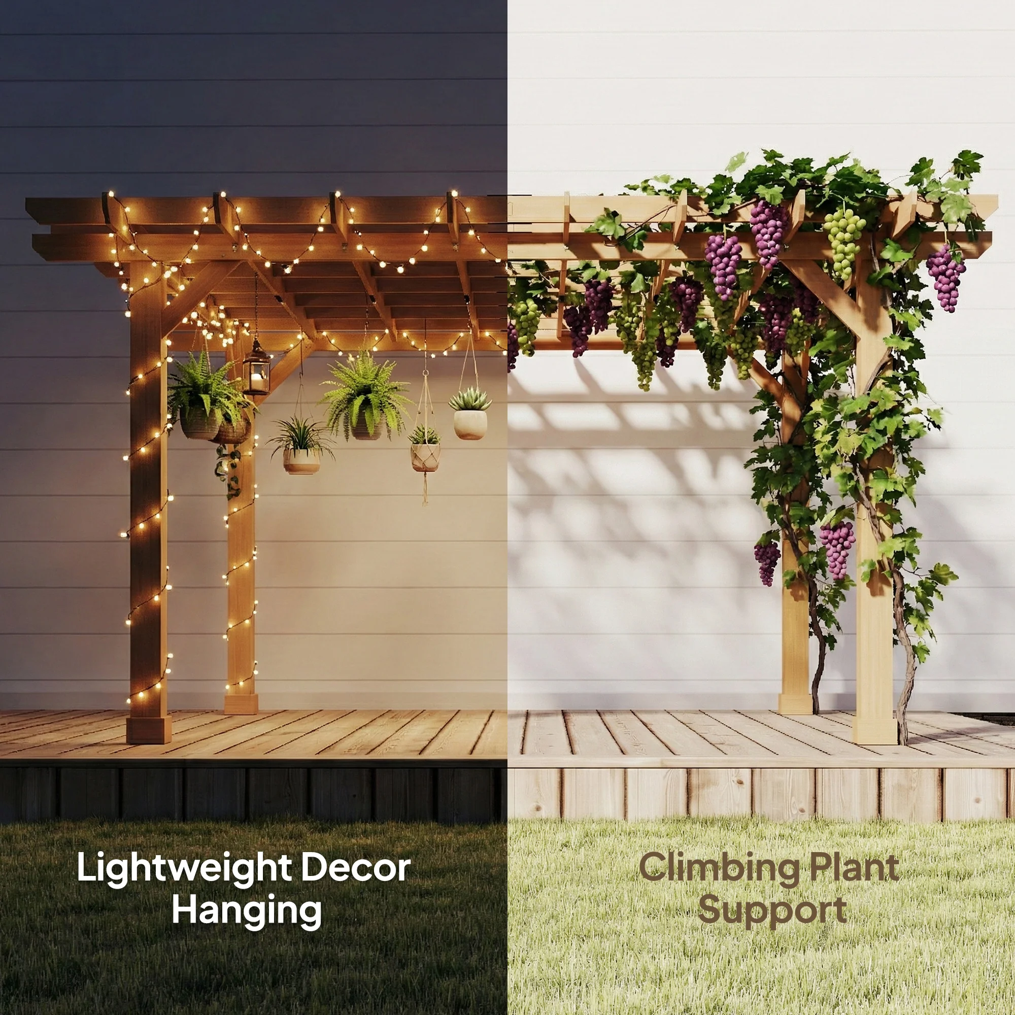 Wooden Garden Oasis Pergola with Crisscross Beams and Sturdy Columns - Image 8