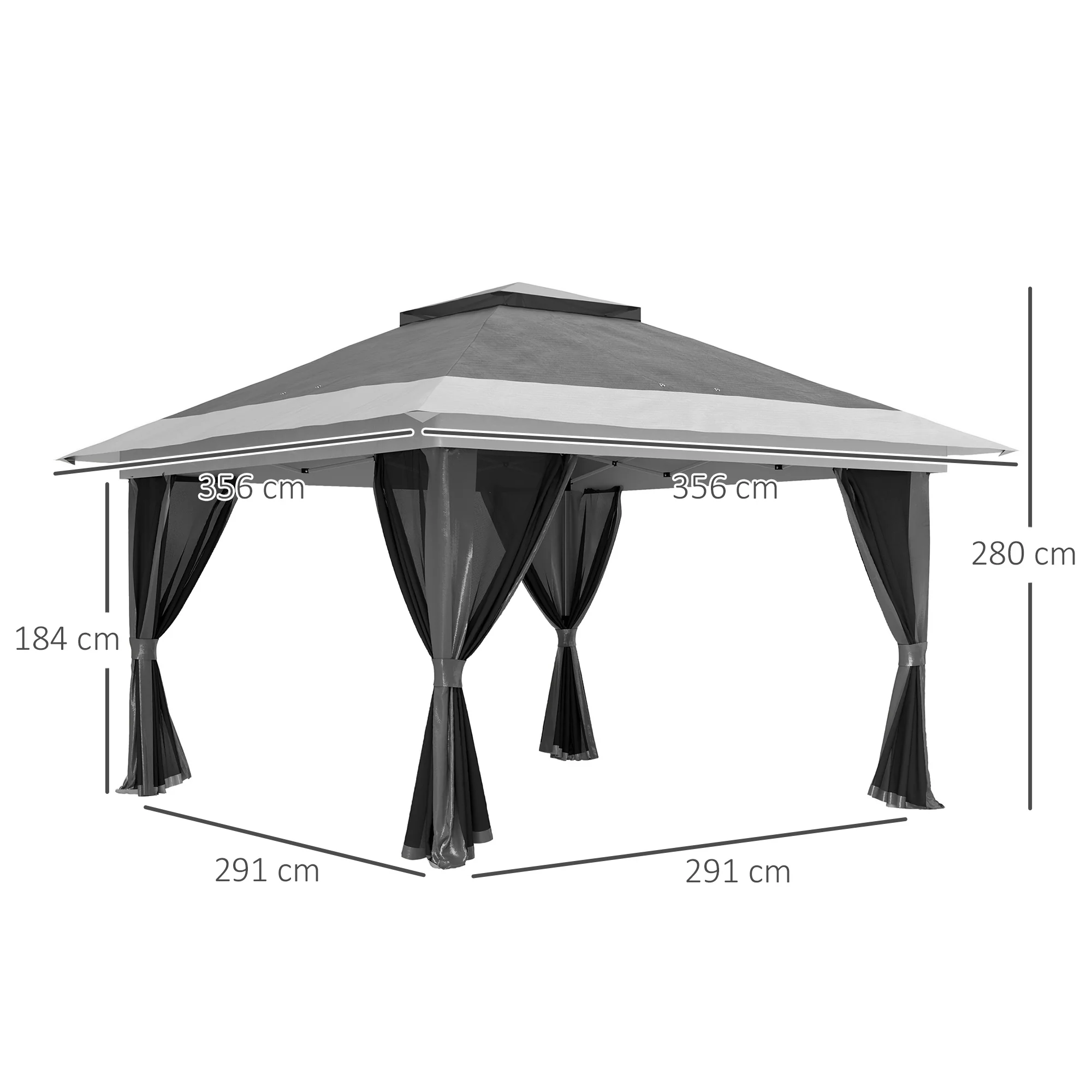 3.6 x 3.6m Pop Up Gazebo with Mesh Sides, Wheeled Carry Bag and Sand Bags, Dark Grey - Image 5