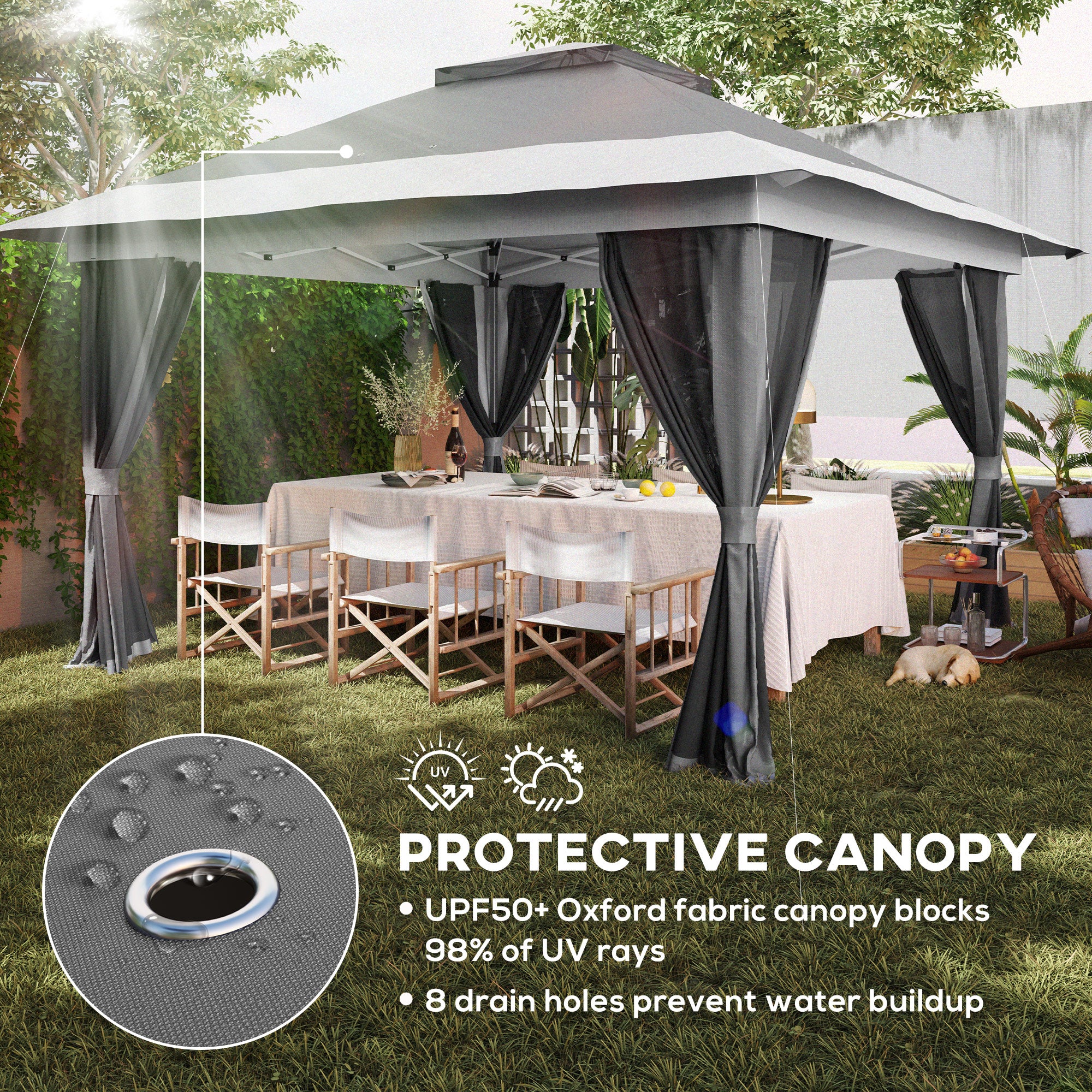 3.6 x 3.6m Pop Up Gazebo with Mesh Sides, Wheeled Carry Bag and Sand Bags, Dark Grey - Image 8