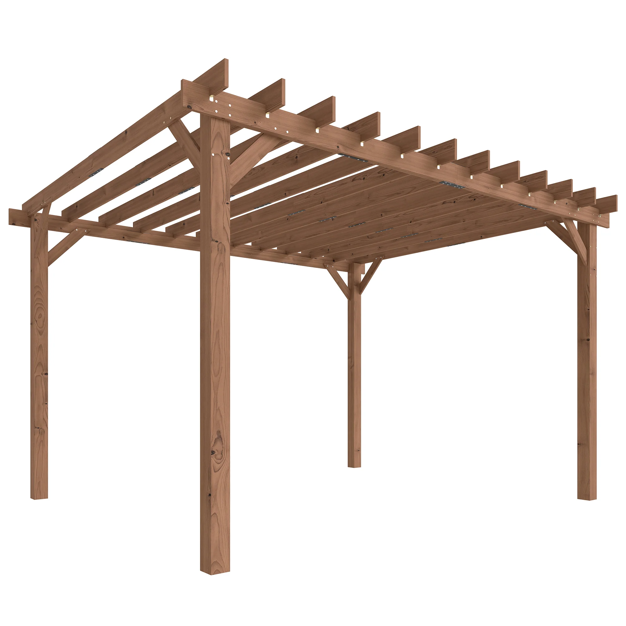 3.6 x 3 m Maple Wood-effect Pergola with Triangle Supports for Climbing Vines - Image 12