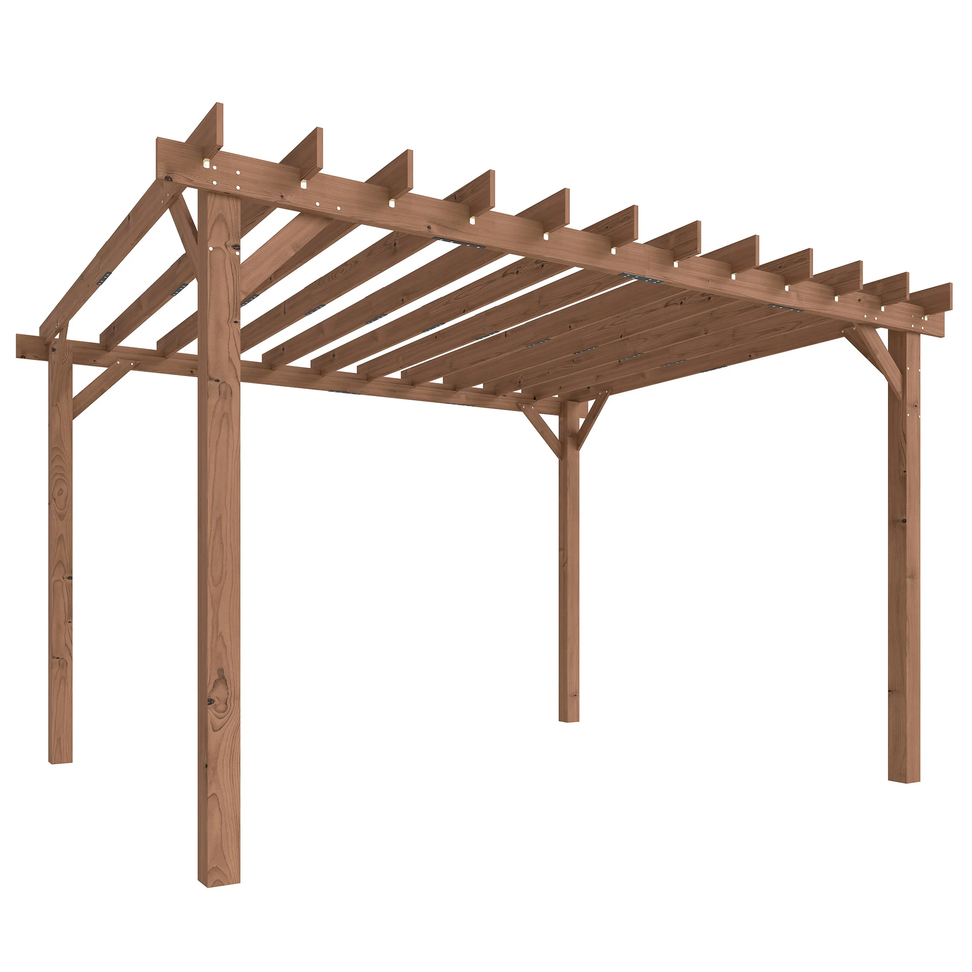 3.6 x 3 m Maple Wood-effect Pergola with Triangle Supports for Climbing Vines - Image 2
