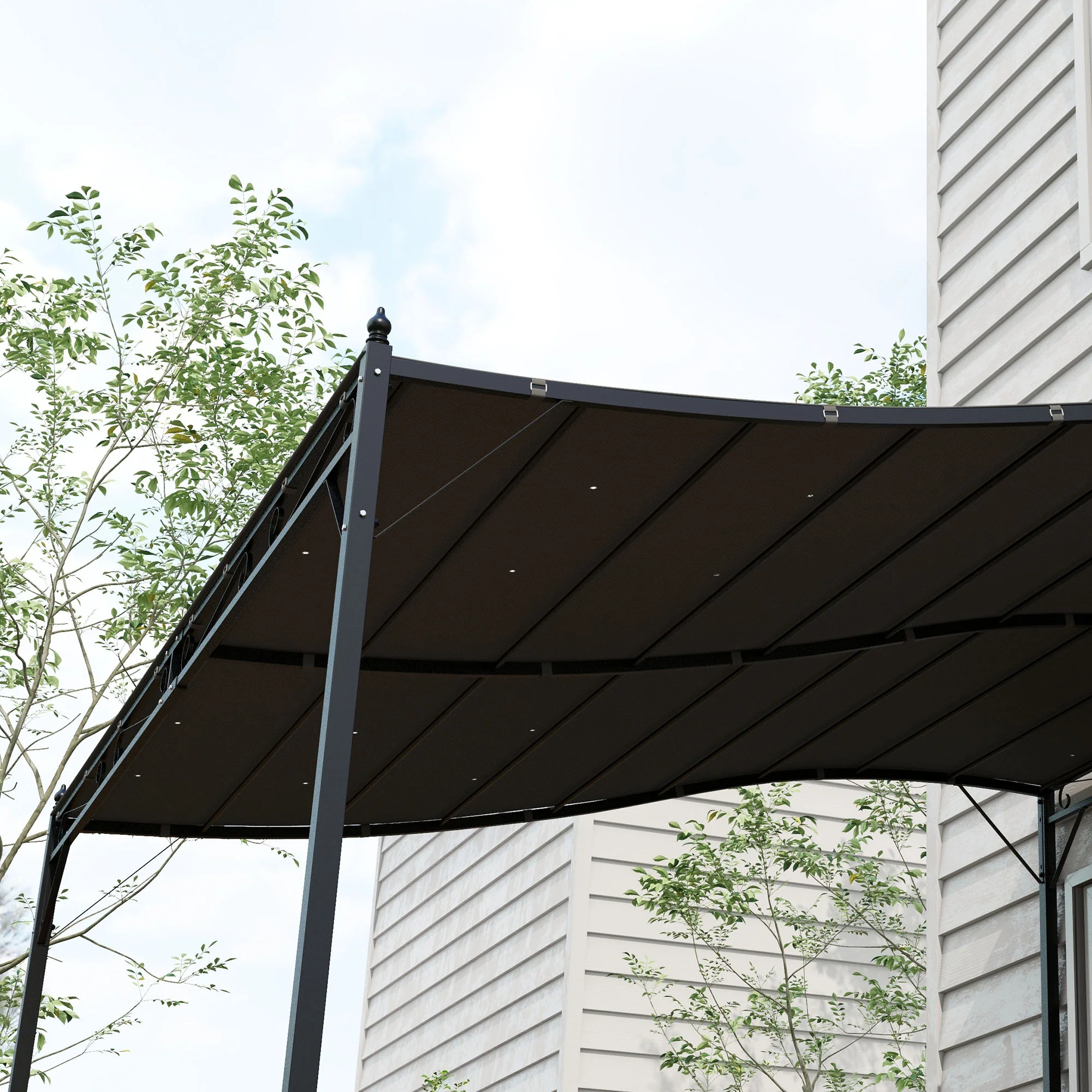 3.8' x 3.8' Pergola Canopy Replacement with Drain Holes, for Outsunny 84C-038 Series, Dark Grey - Image 10