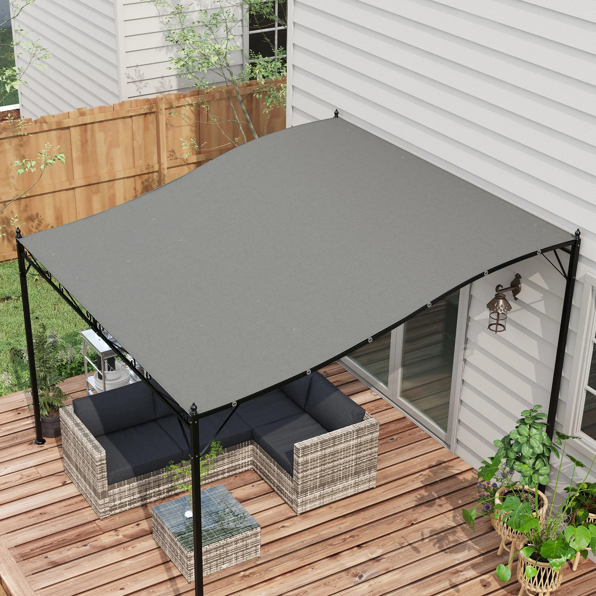 3.8' x 3.8' Pergola Canopy Replacement with Drain Holes, for Outsunny 84C-038 Series, Dark Grey - Image 3