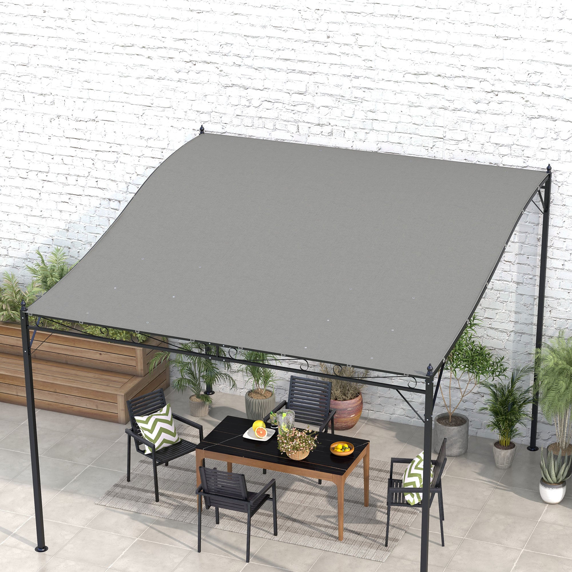 3.8' x 3.8' Pergola Canopy Replacement with Drain Holes, for Outsunny 84C-038 Series, Dark Grey - Image 4