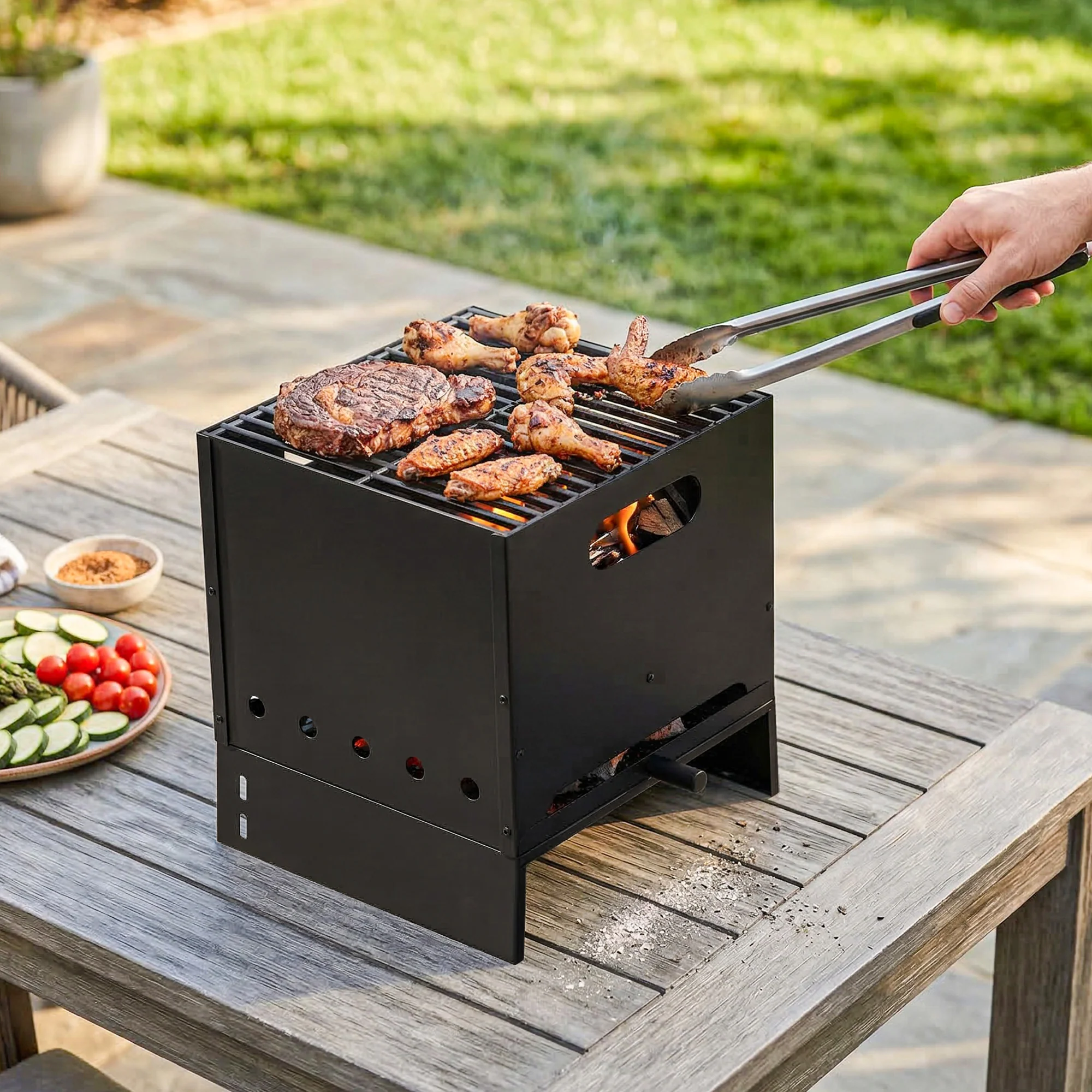 3-in-1 Wood-Fired Pizza Oven with Stone & Peel for Charcoal Grill, Black - Image 11