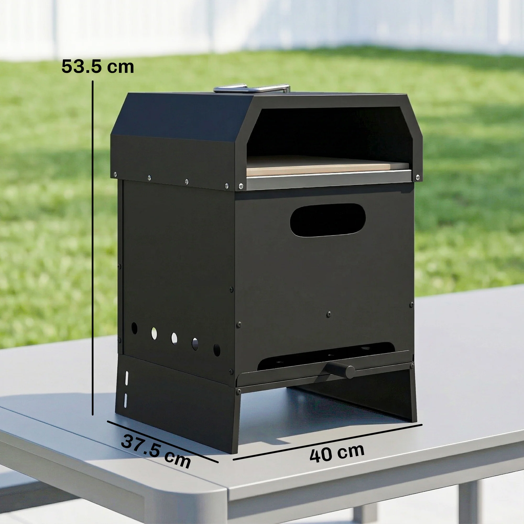 3-in-1 Wood-Fired Pizza Oven with Stone & Peel for Charcoal Grill, Black - Image 5