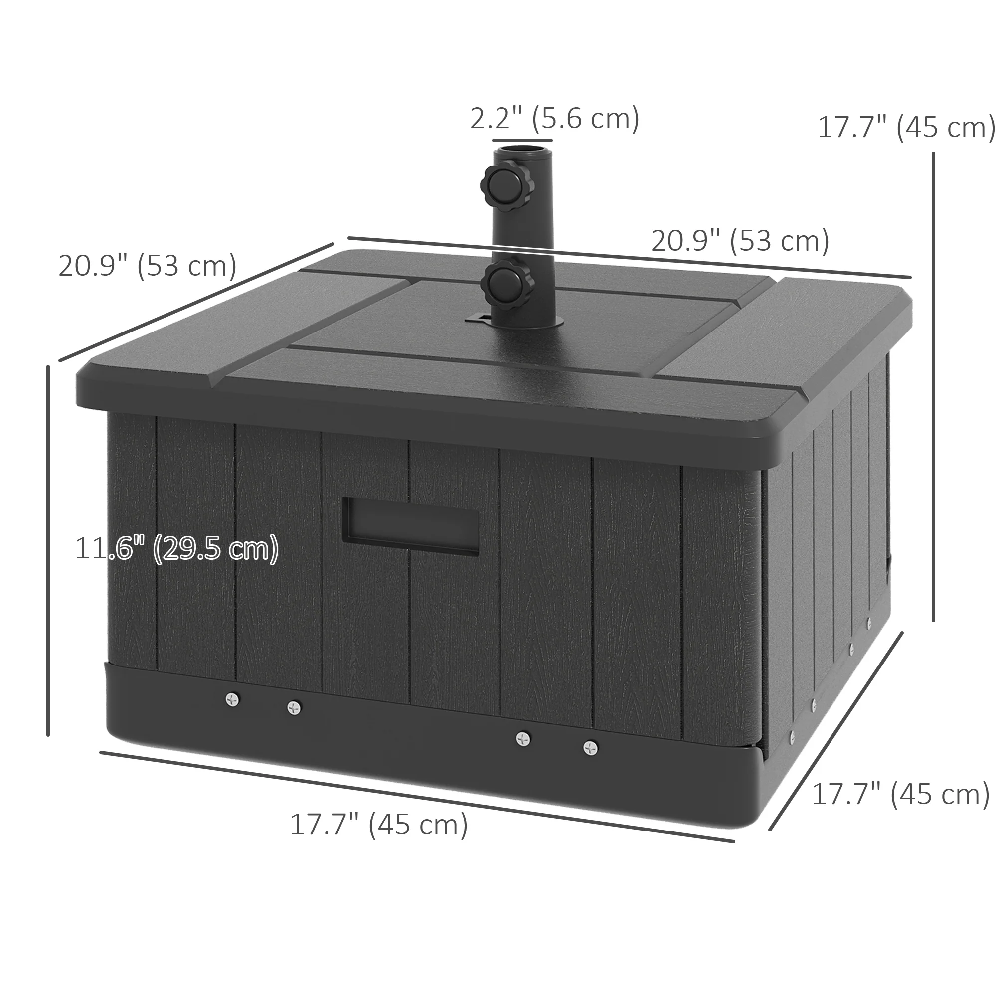 3-in-1 Umbrella Base with Coffee Table & Planter, Wheels, Black - Image 5