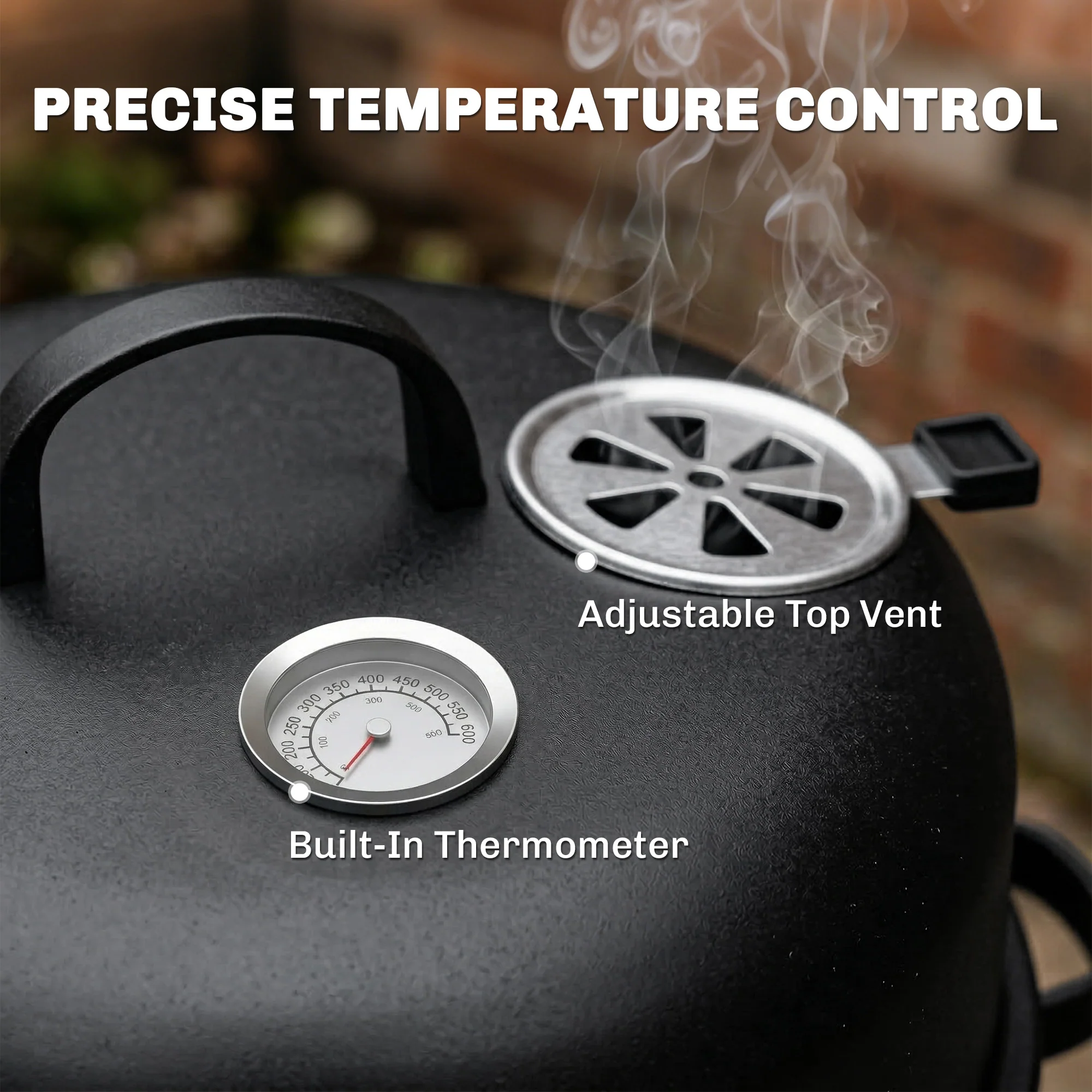 3-in-1 Vertical Charcoal Smoker with 2 Grill Grates - Image 8