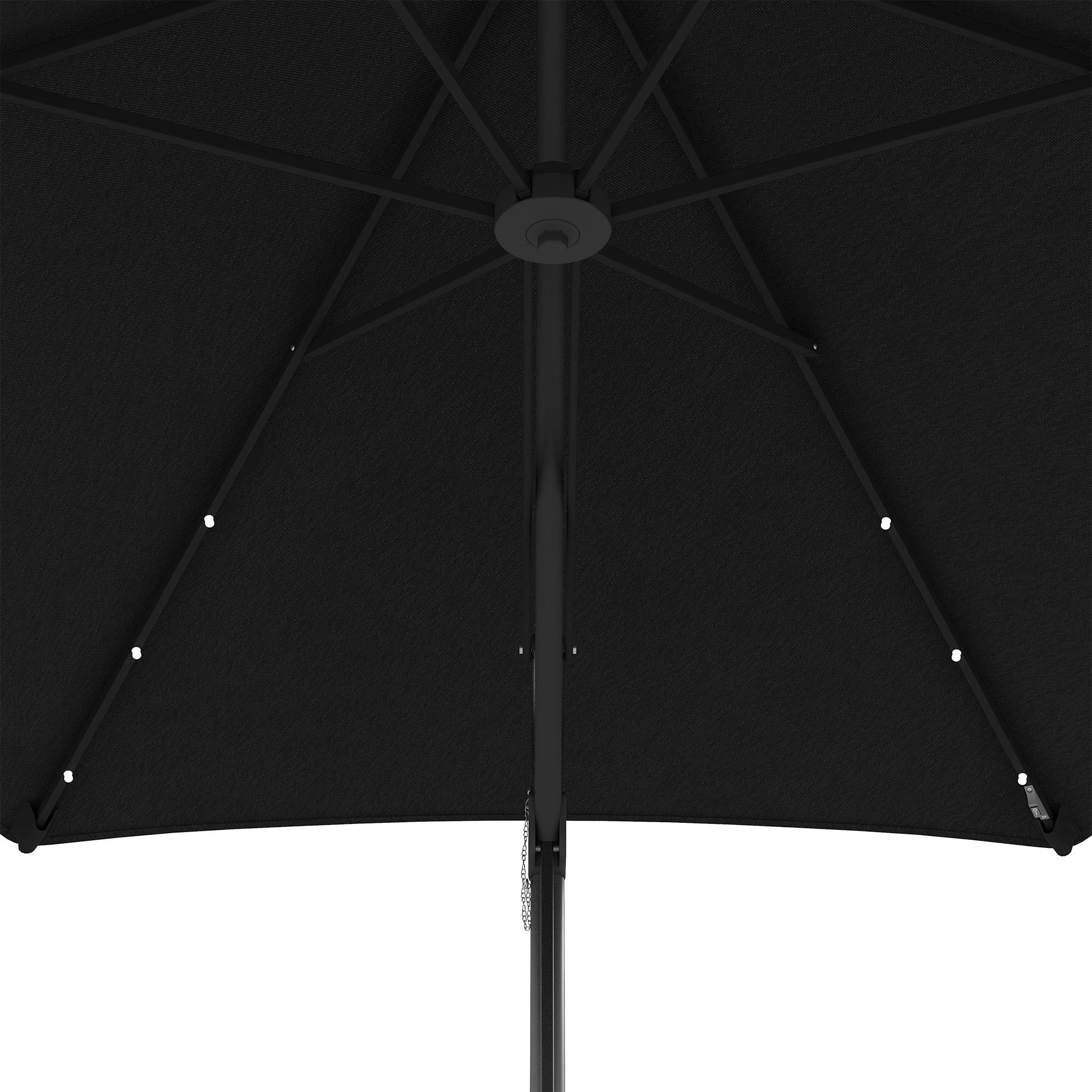 3m LED Parasol Umbrella, Garden Parasol with Cross Base & Steel Pole, Black - Image 11