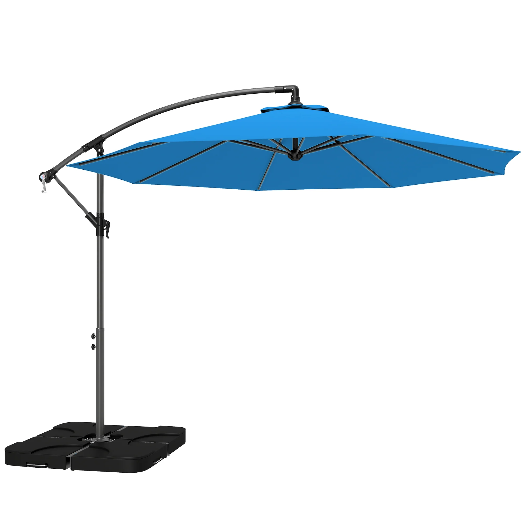 3 m Cantilever Parasol with Weights, Cover & Cross Base, Blue - Image 12