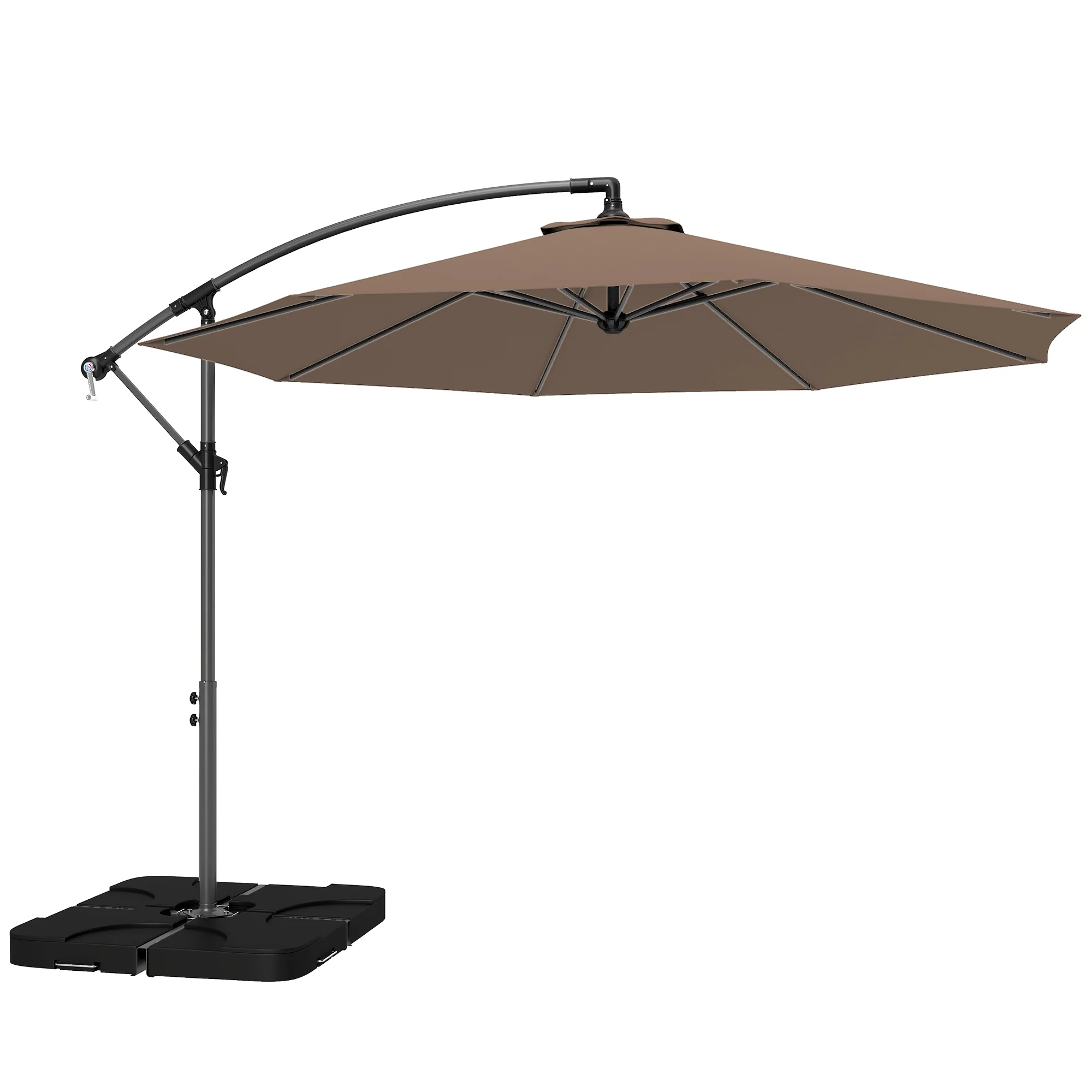 3 m Cantilever Parasol with Weights, Cover & Cross Base, Coffee - Image 12