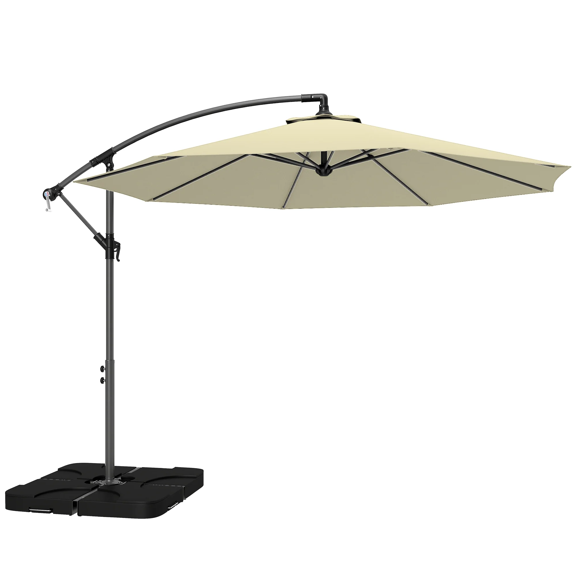 3 m Cantilever Parasol with Weights, Cover & Cross Base, Sand - Image 12