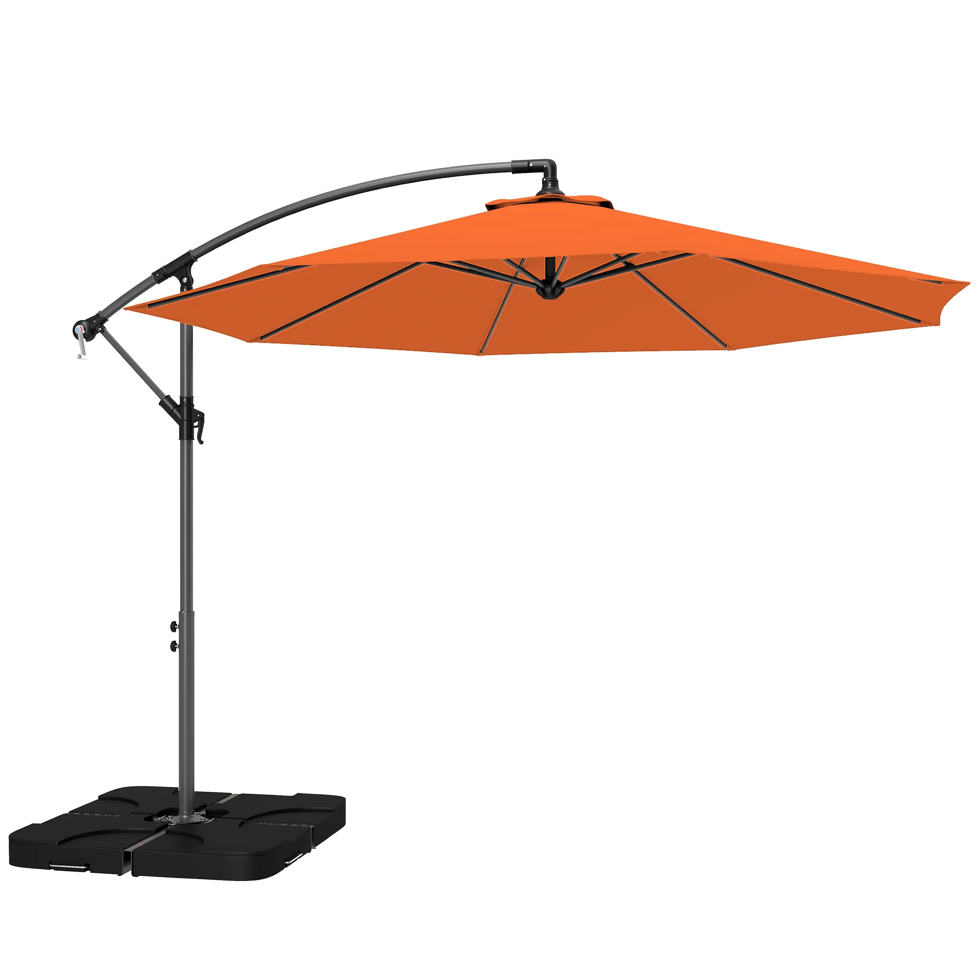 3 m Cantilever Parasol with Weights, Cover & Cross Base, Orange - Image 12