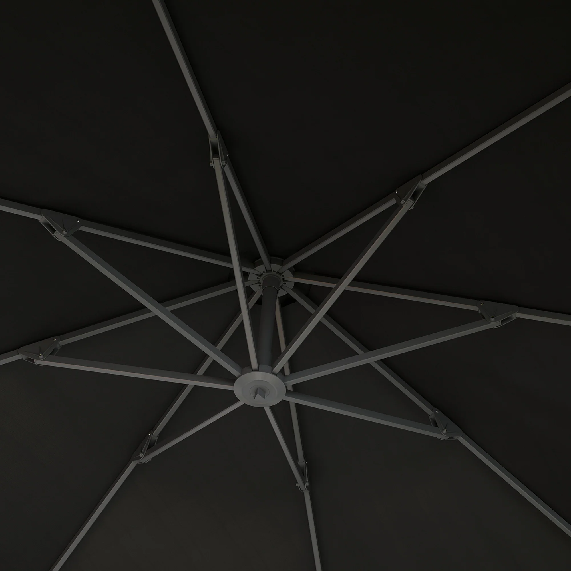3m Cantilever Banana Parasol w/ Cross Base, Aluminium Frame & 360° Rotation, Black - Image 11