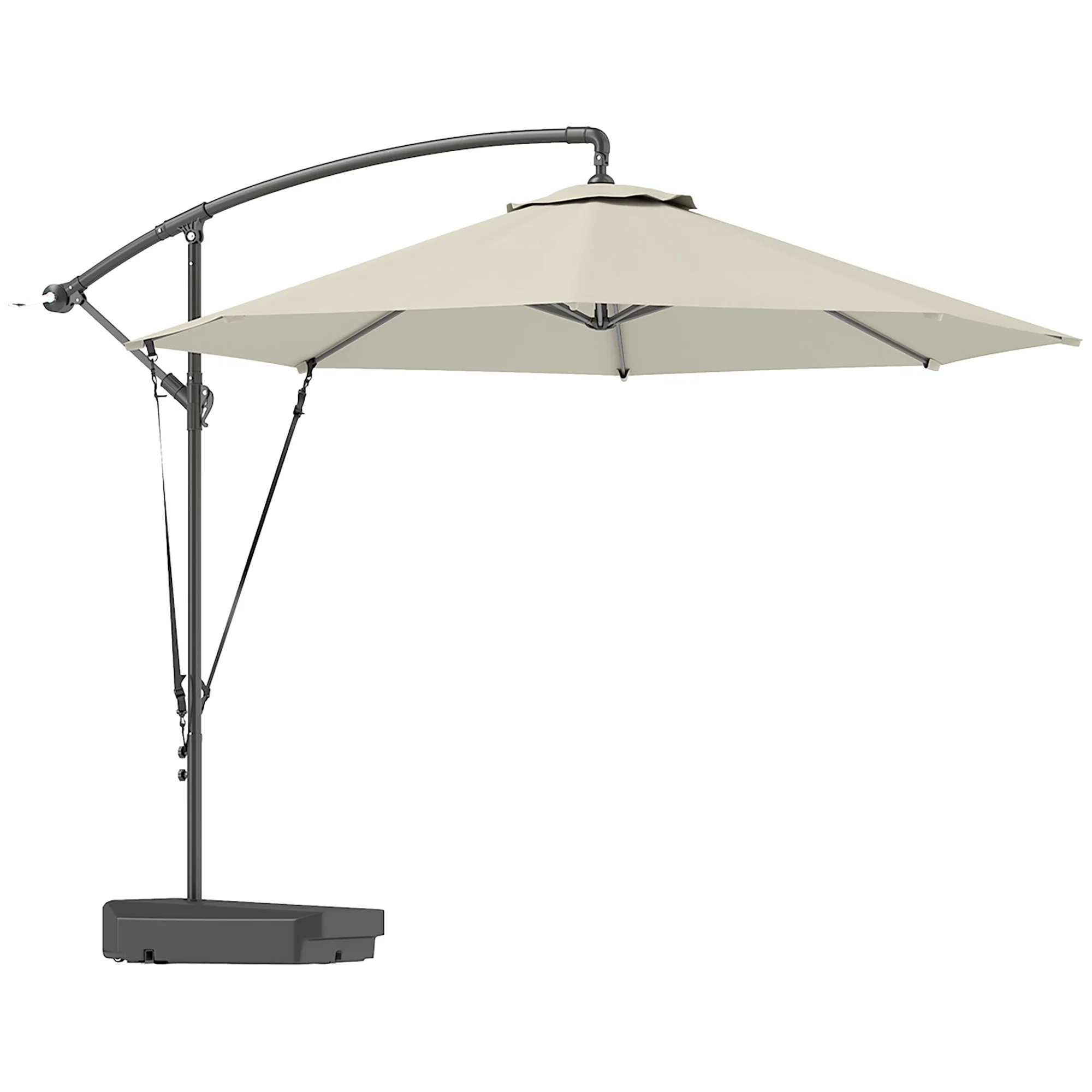 3m Cantilever Banana Parasol w/ Fillable Base, Wind Protection Strap, Cover, Cream - Image 12