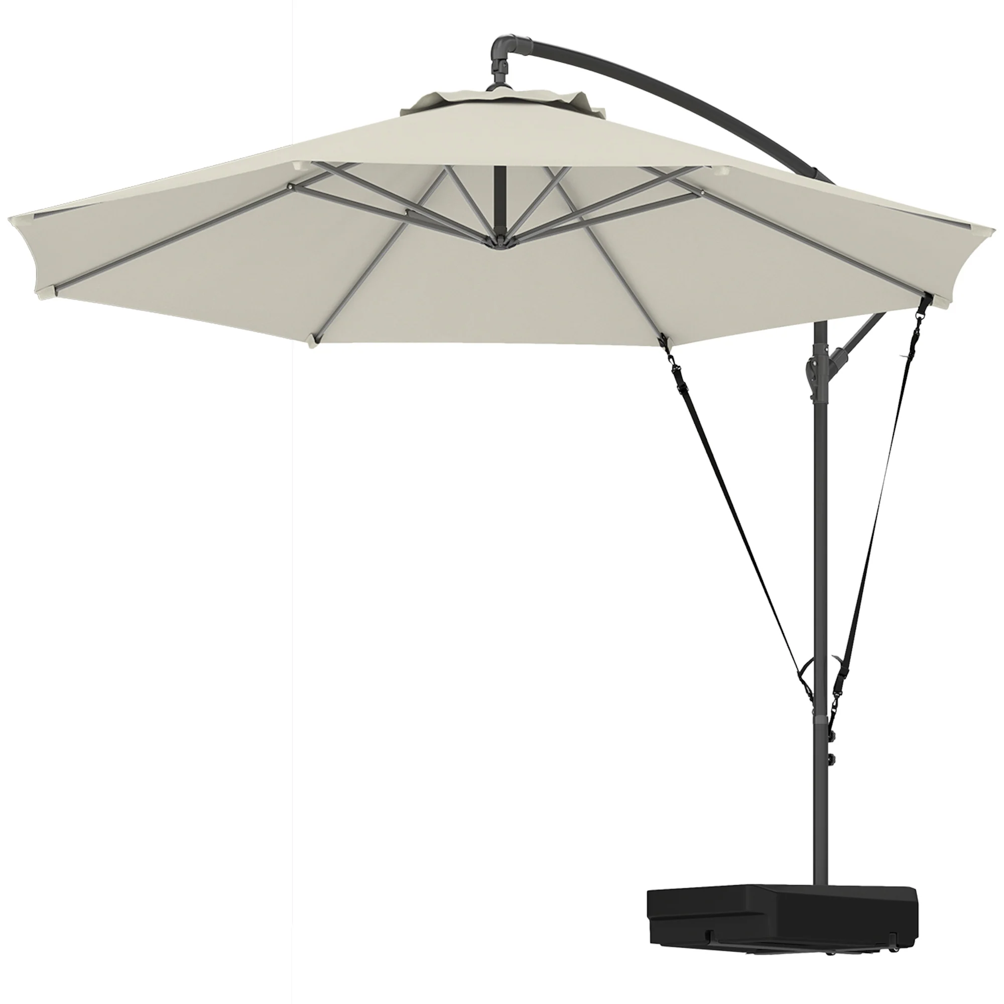 3m Cantilever Banana Parasol w/ Fillable Base, Wind Protection Strap, Cover, Cream - Image 2