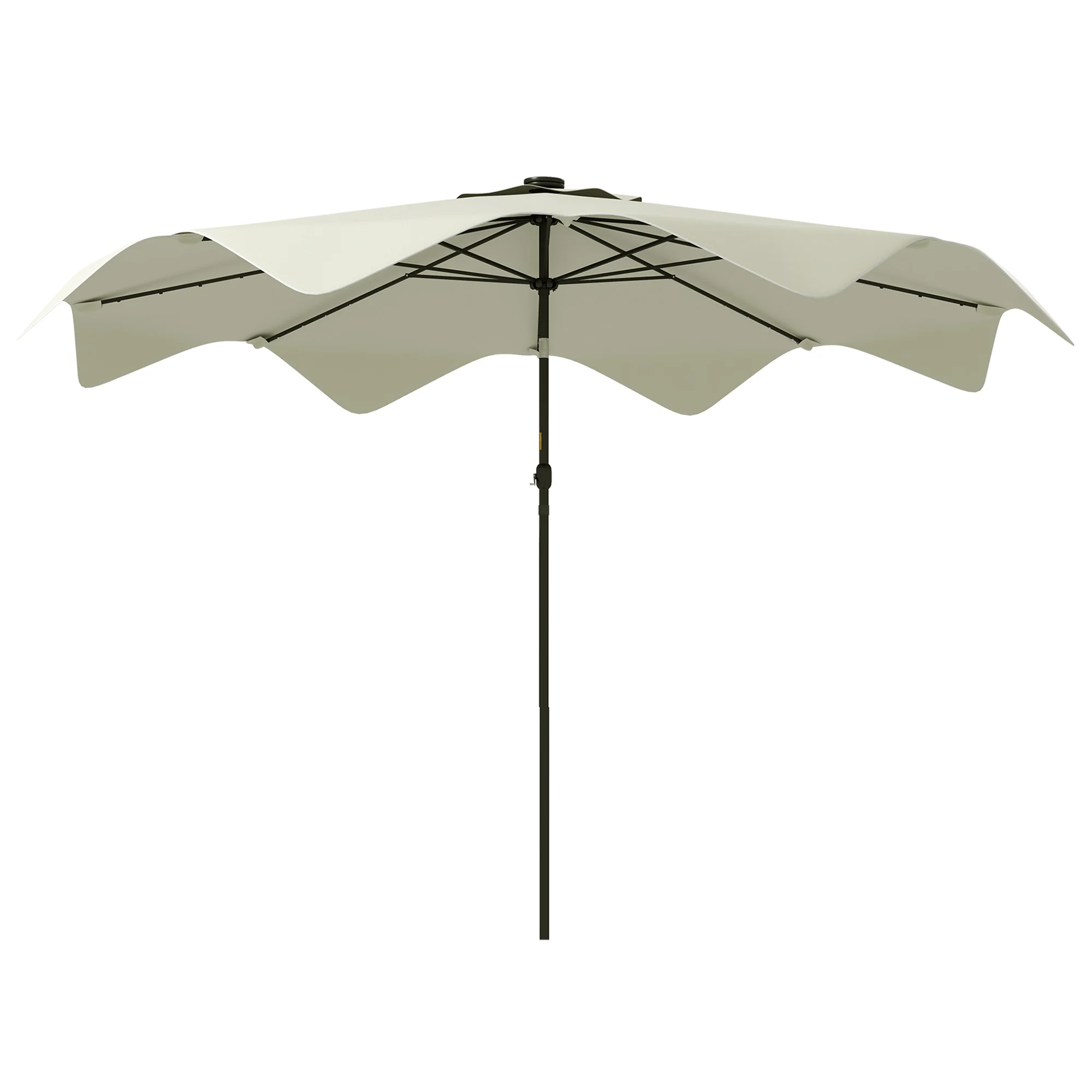 3m Patio Parasol with Solar LED and Tilt, Outdoor Market Table Umbrella with Crank, Cream White - Image 2