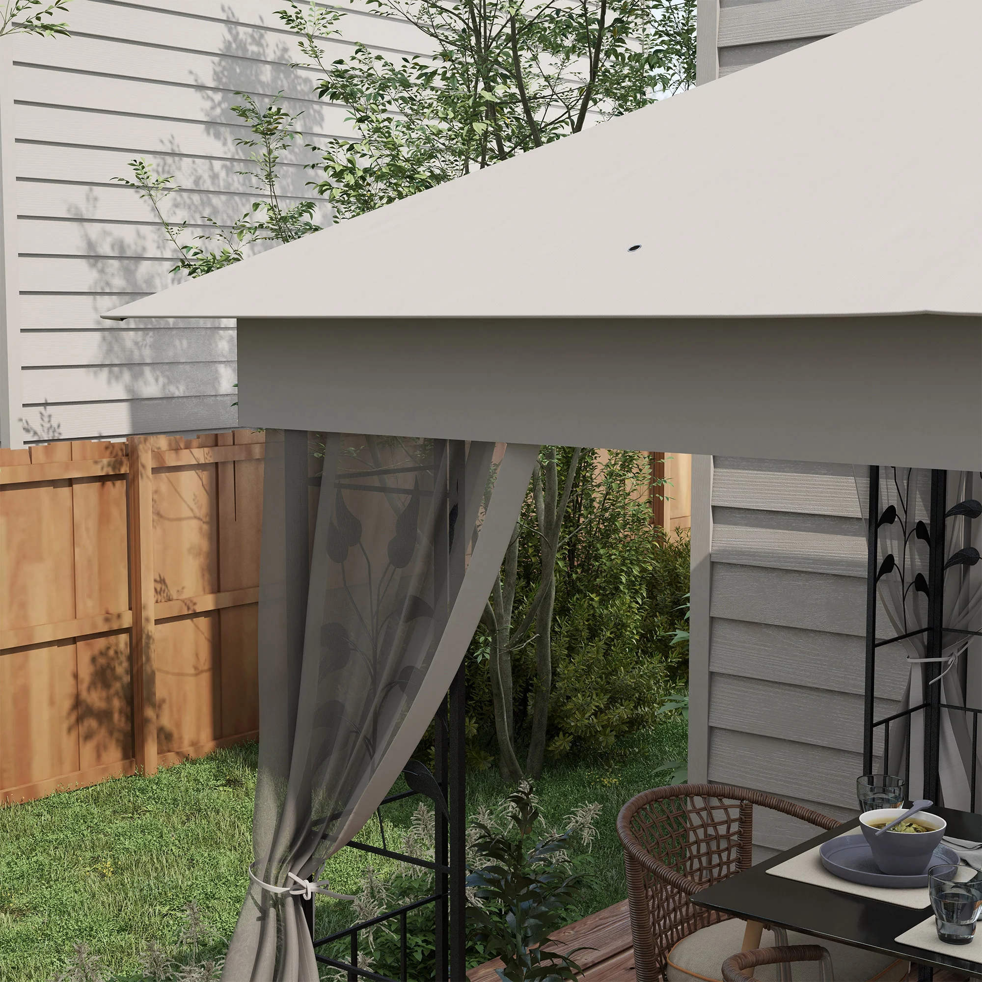 3 x 3m Garden Gazebo with Double Roof & Netting, Light Grey - Image 10