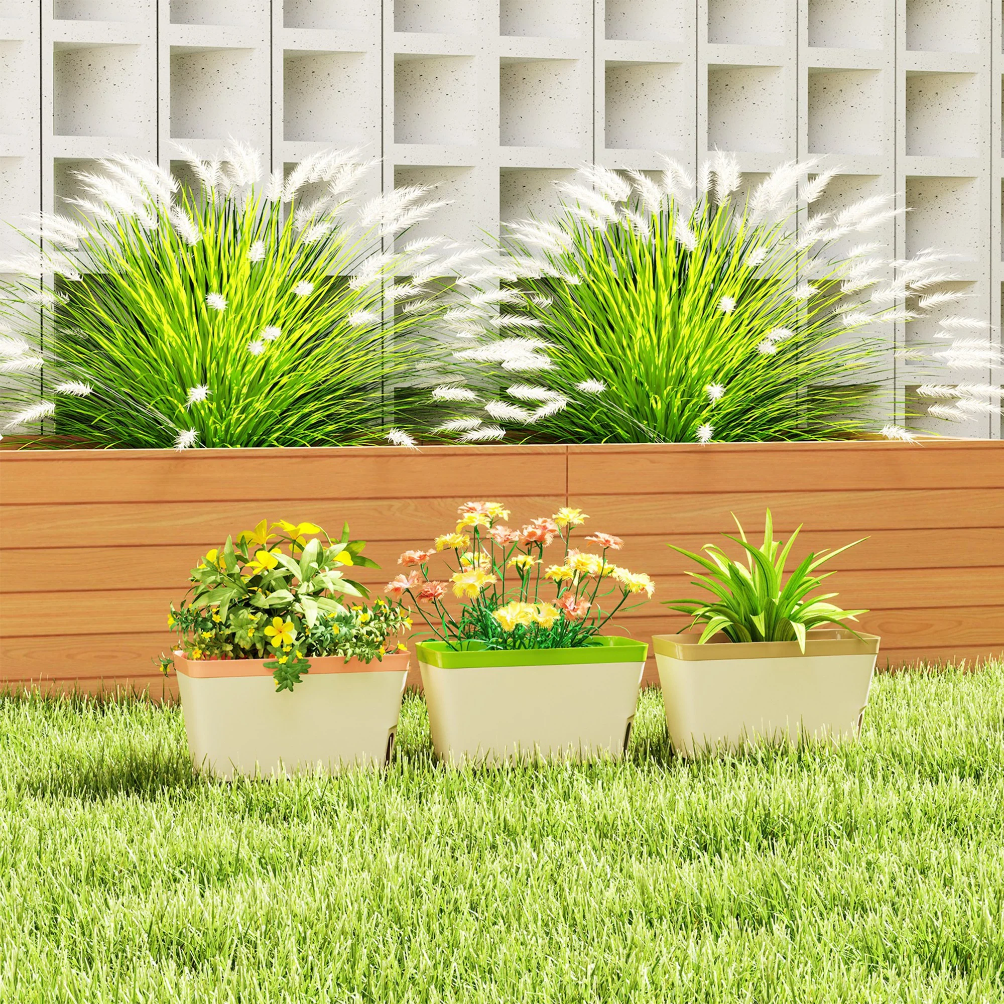 3 Pack 10.5" Self-Watering Planter Boxes with Water Level Indicator - Image 4
