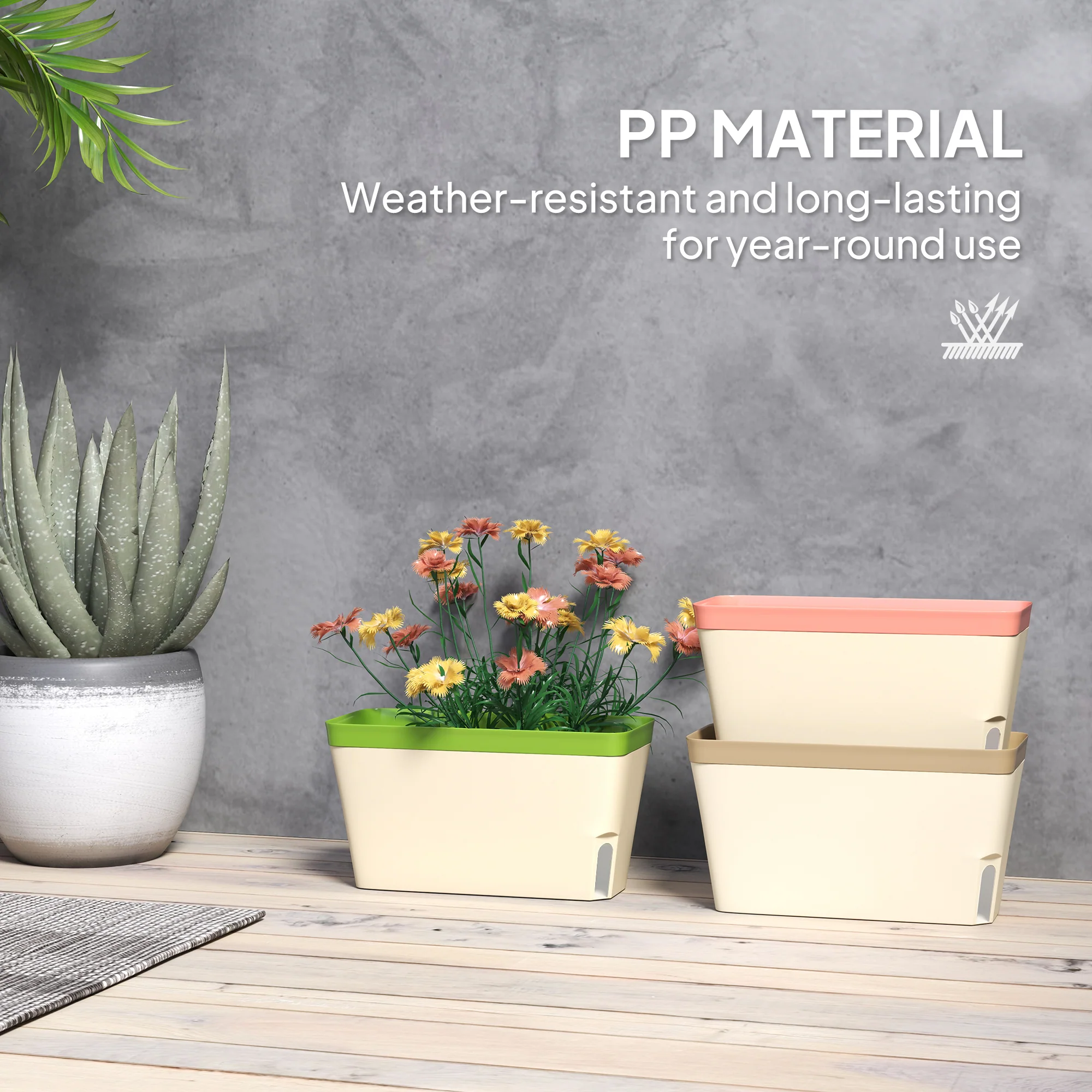 3 Pack 10.5" Self-Watering Planter Boxes with Water Level Indicator - Image 9