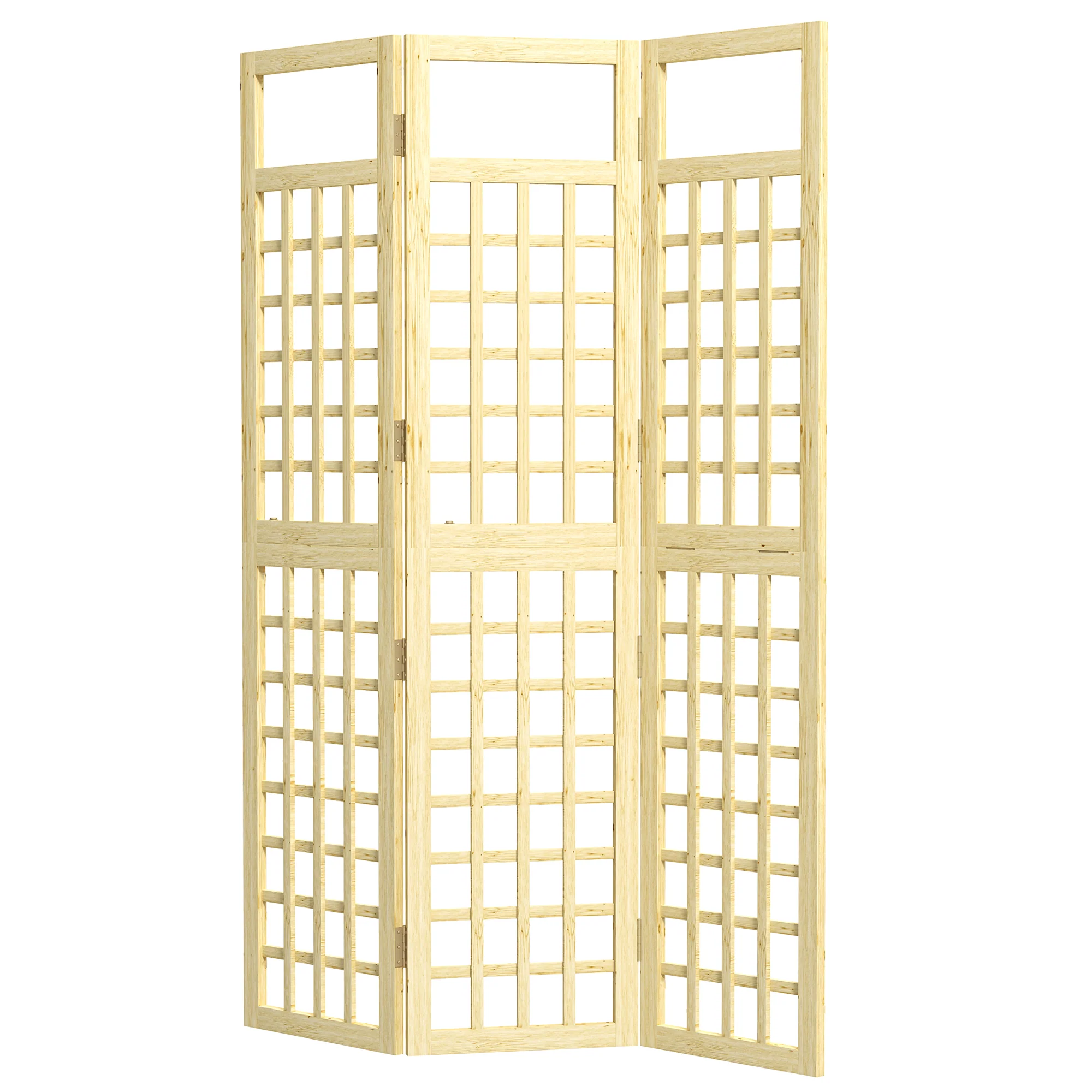 3 Panel Outdoor Wood Privacy Screen, 47.2" x 66.9" Folding Room Divider, Natural Wood - Image 2