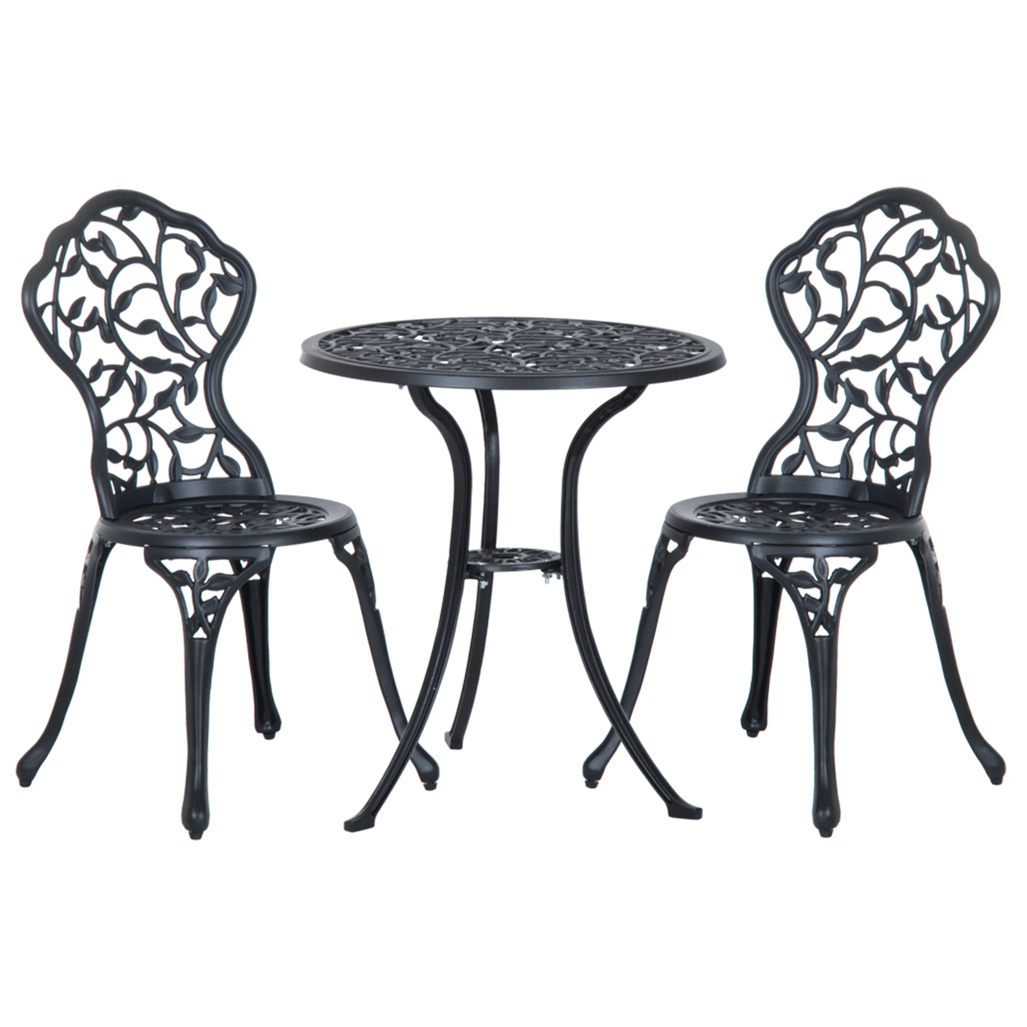 3 Pieces Outdoor Furniture Set, Patio Table and Chairs for Garden, Balcony, Porch, Black - Image 12