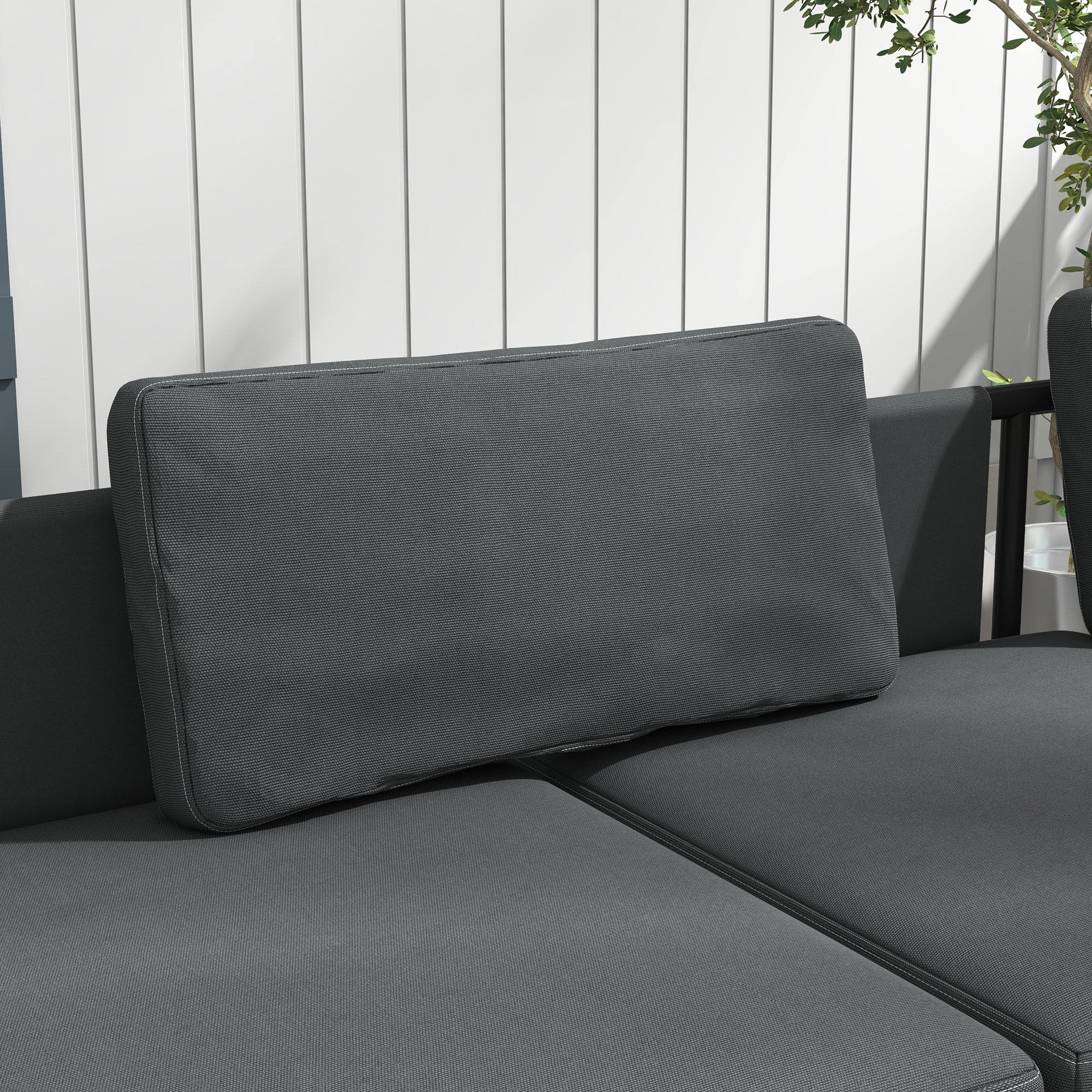 FlexNook L Shaped Corner Sofa Set with Table and Cushions, HDPE, for Garden, Patio, Grey - Image 10