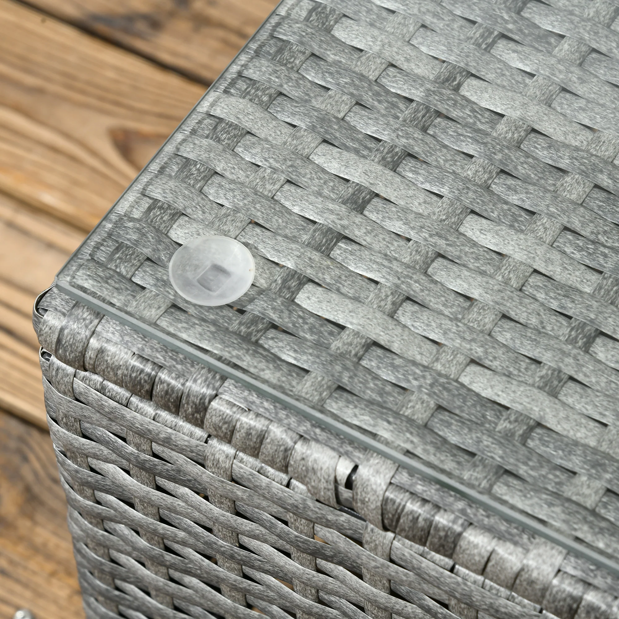 3-Piece Rattan Wicker Conversation Set with 2 Loveseats & Coffee Table, Grey - Image 10